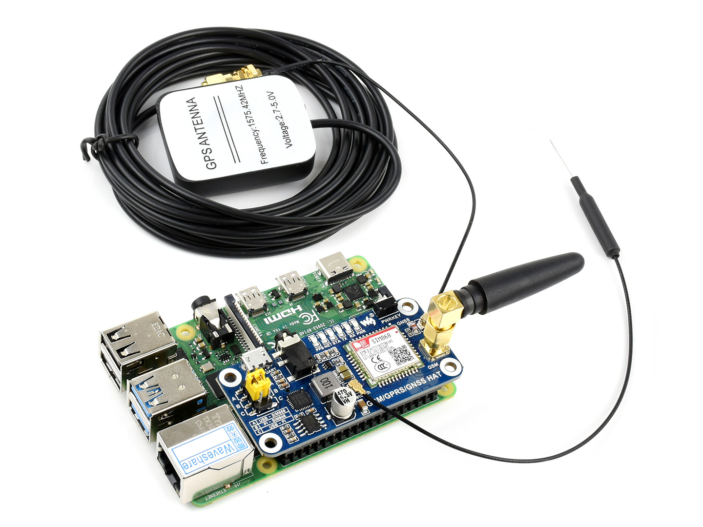 GSM/GPRS/GNSS/Bluetooth-HAT für Raspberry Pi