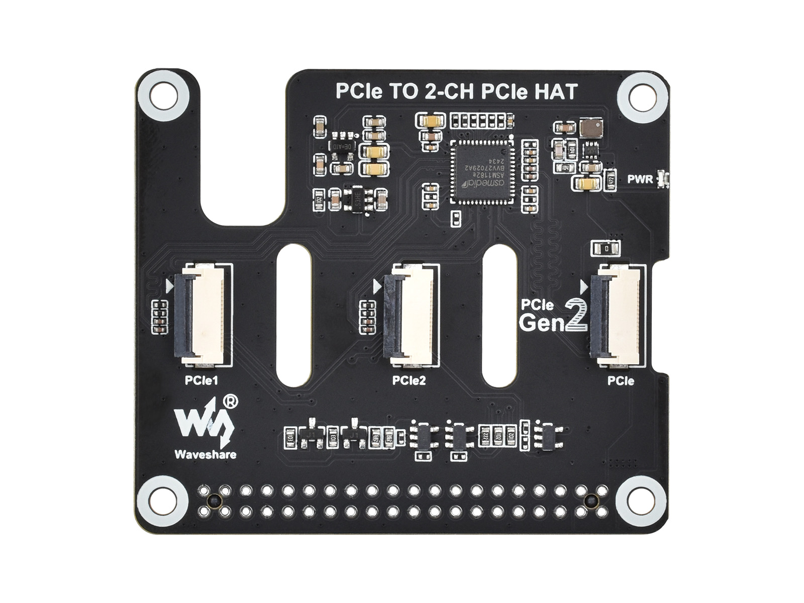 2-Ch PCIe FFC Adapterplatine für Raspberry Pi 5, erweitert 2-Ch PCIe FFC-Anschlüsse, unterstützt das Stapeln mehrerer PCIe HATs, Raspberry Pi 5 PCIe HAT