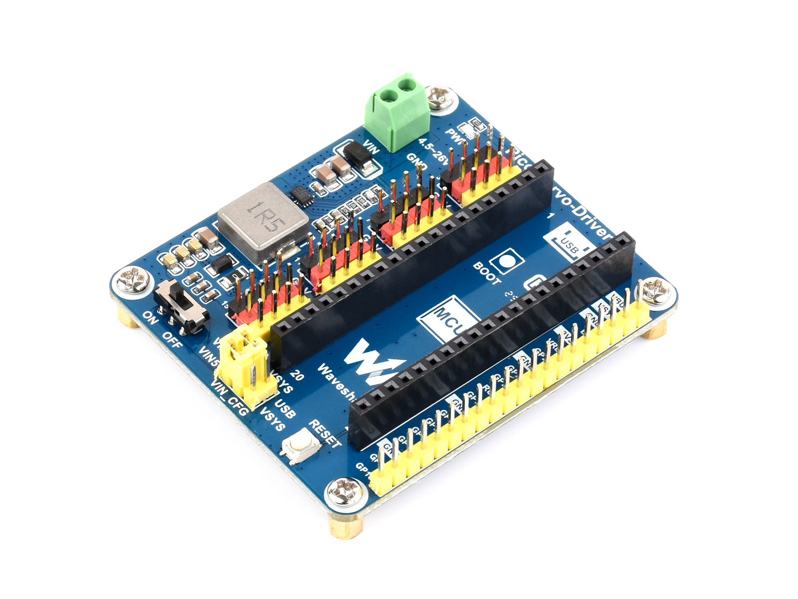 Servo-Treibermodul für Raspberry Pi Pico, 16-Ausgänge, 16-Bit-Auflösung