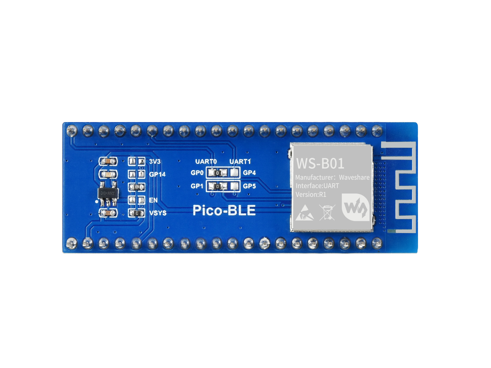 Dual-Mode-Bluetoothmodul für Raspberry Pi Pico, SPP / BLE, Bluetooth 5.1