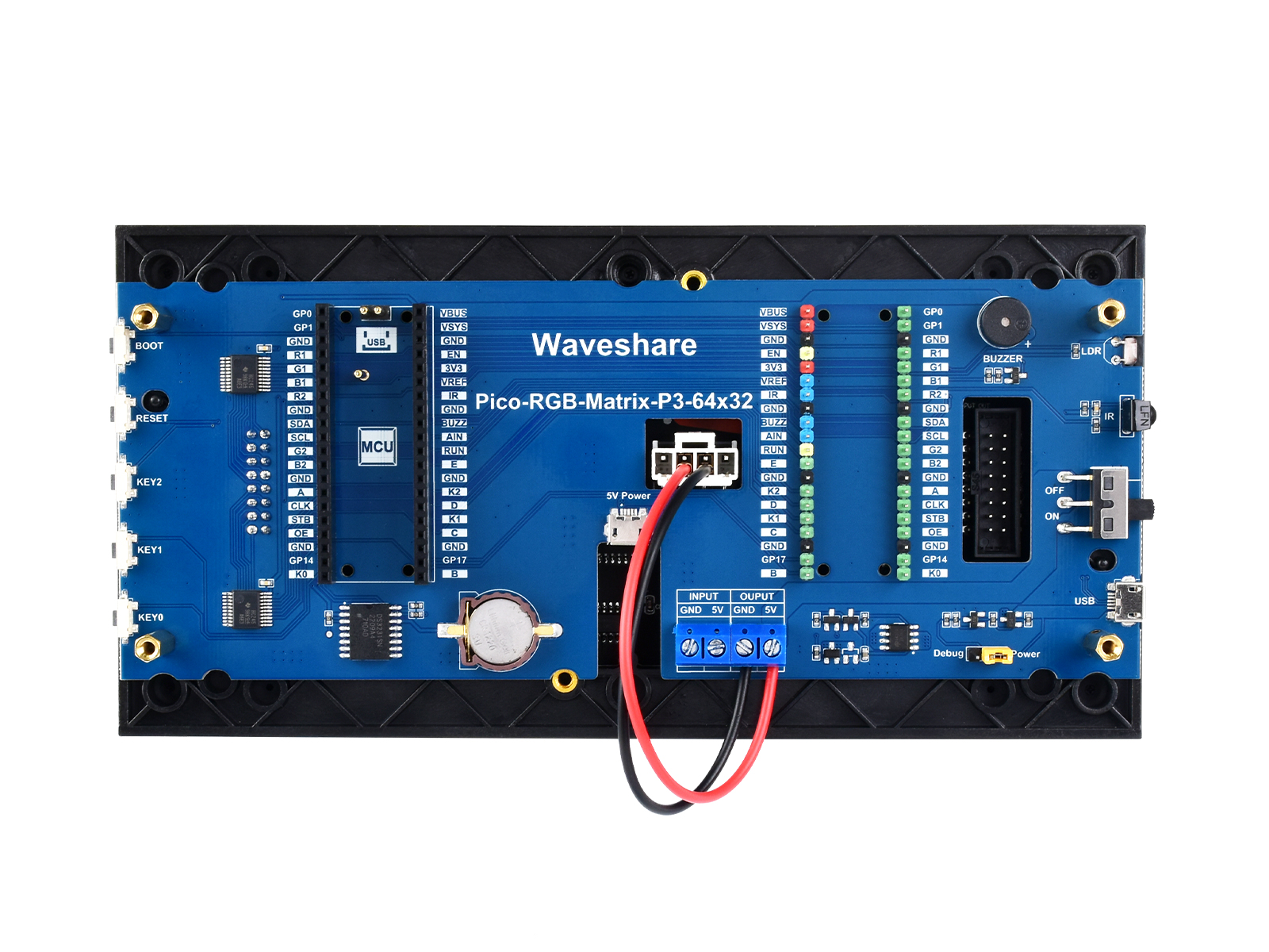 RGB-Vollfarbige Multifunktions-Digitaluhr für Raspberry Pi Pico, 64×32 Raster, präzise RTC