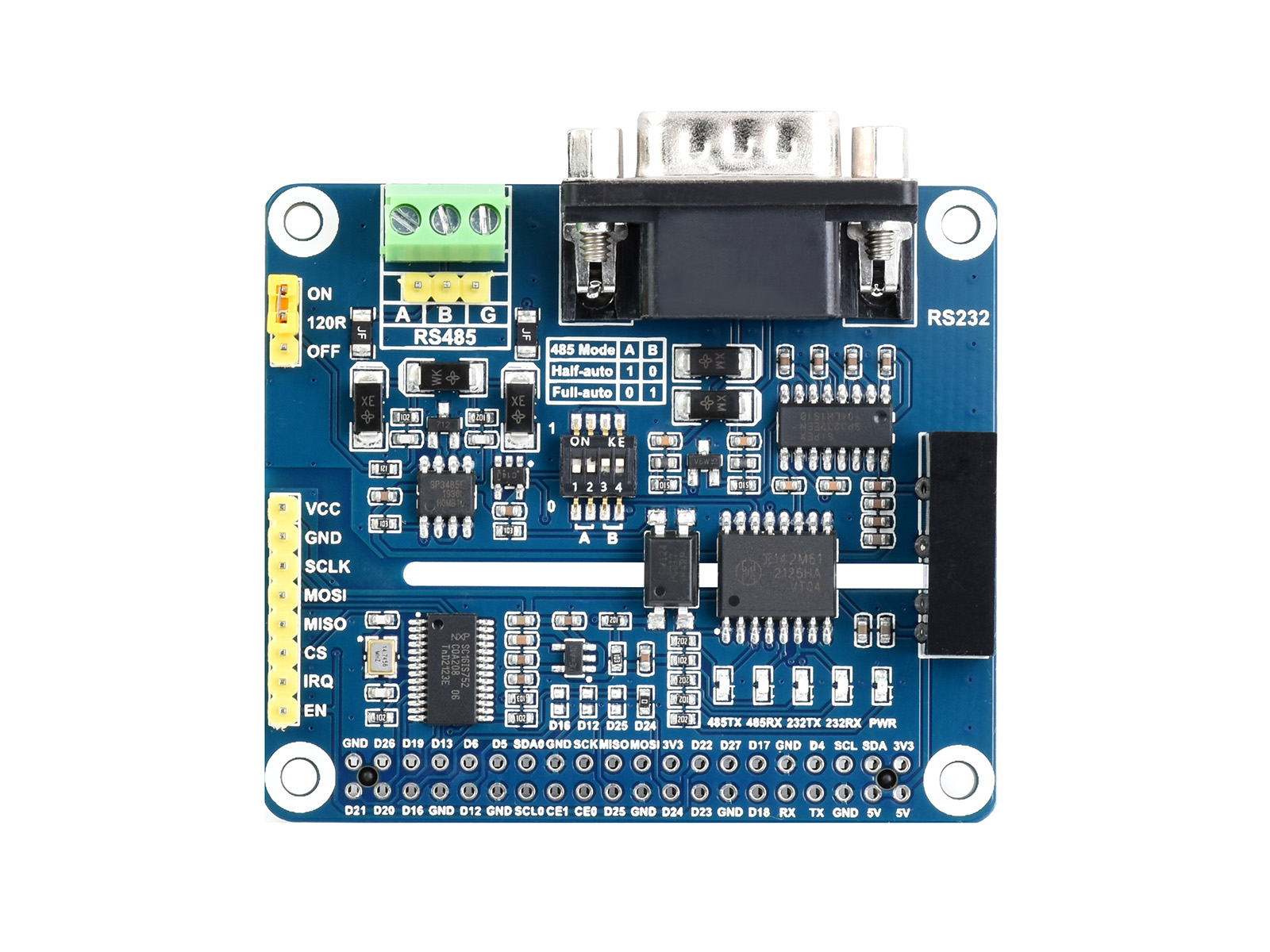 Isoliertes RS485 RS232 Expansion HAT für Raspberry Pi, SPI-Steuerung
