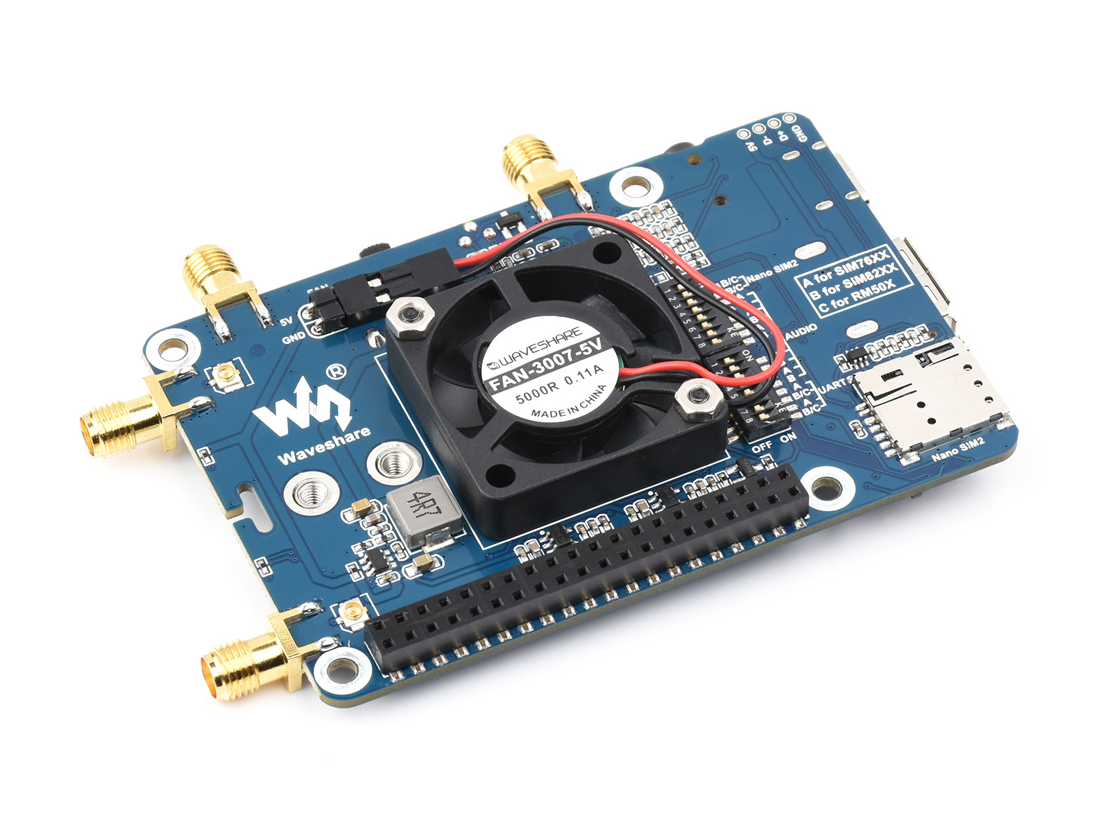 Raspberry Pi LTE Cat 6 Kommunikation HAT, LTE-A Global Multi-Band, GNSS-Positionierung, inklusive EM060K-GL Modul