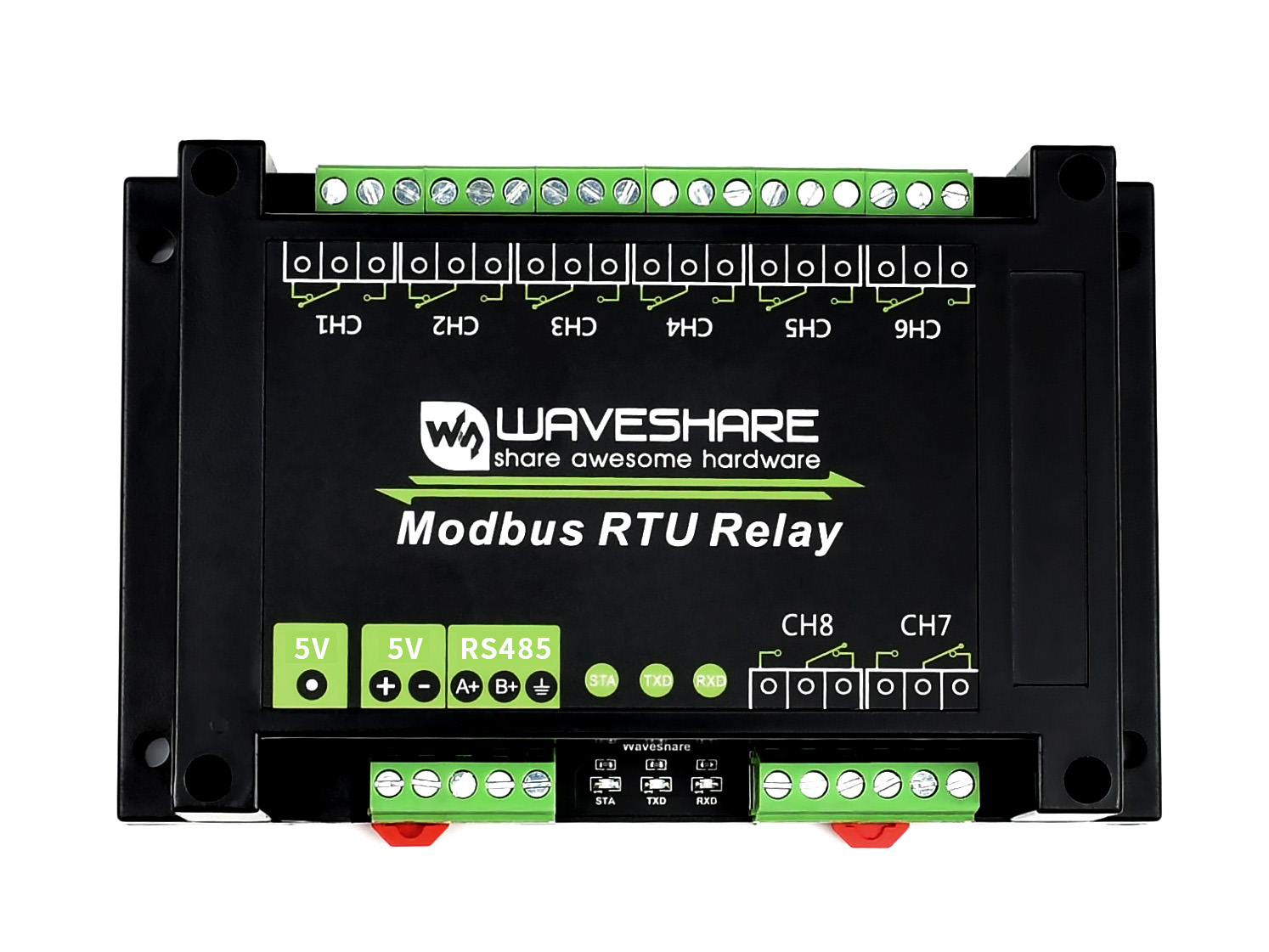 Industrielles Modbus-RTU-Relaismodul mit 8 Kanälen und RS485-Schnittstelle, Mehrfach-Isolationsschutzschaltungen, 5V-Stromversorgung