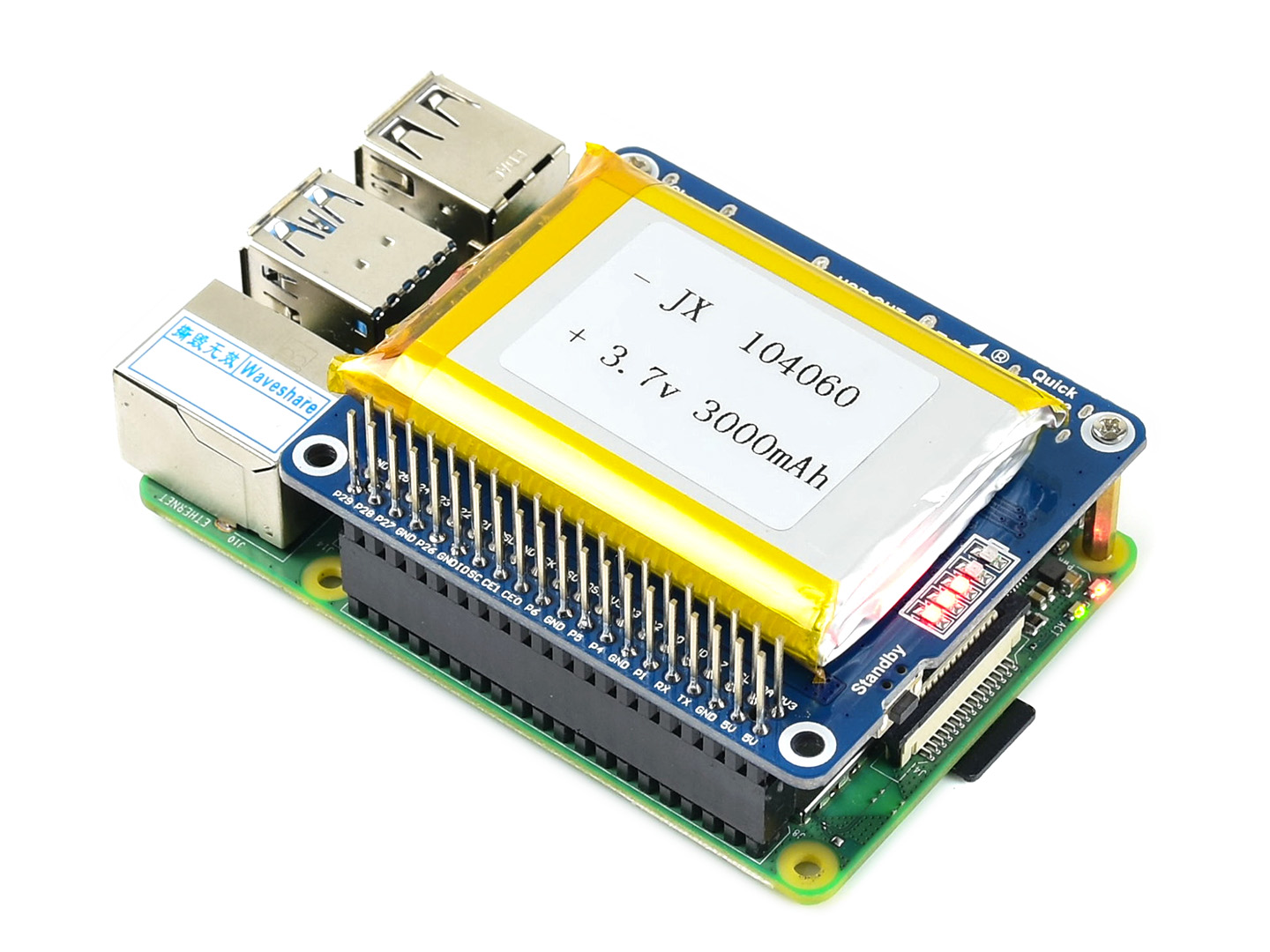 Li-Polymer-Batterie-HAT, 5V-Ausgang, Schnellladung