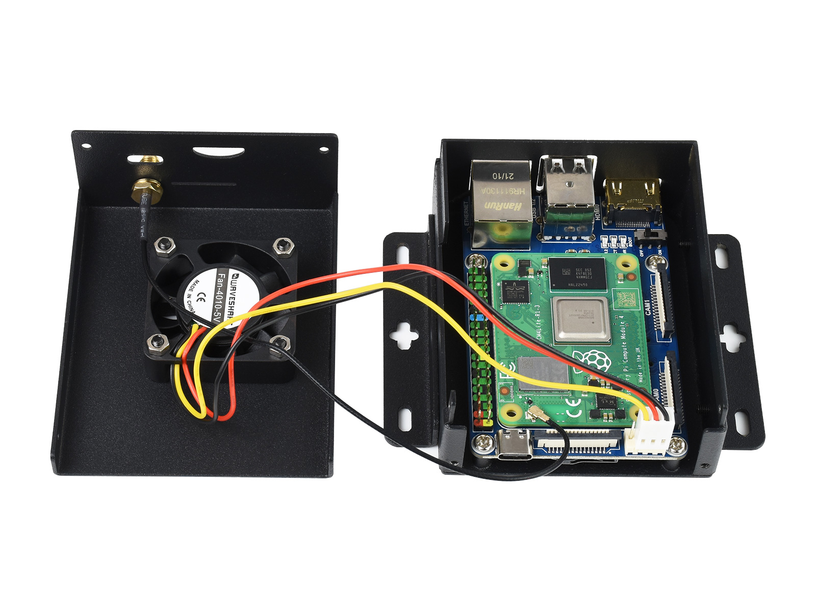 Mini-Computer basierend auf dem Raspberry Pi Compute Module 4 (NICHT enthalten), Mini IO Board Lite Ver, Metallgehäuse, mit Lüfter