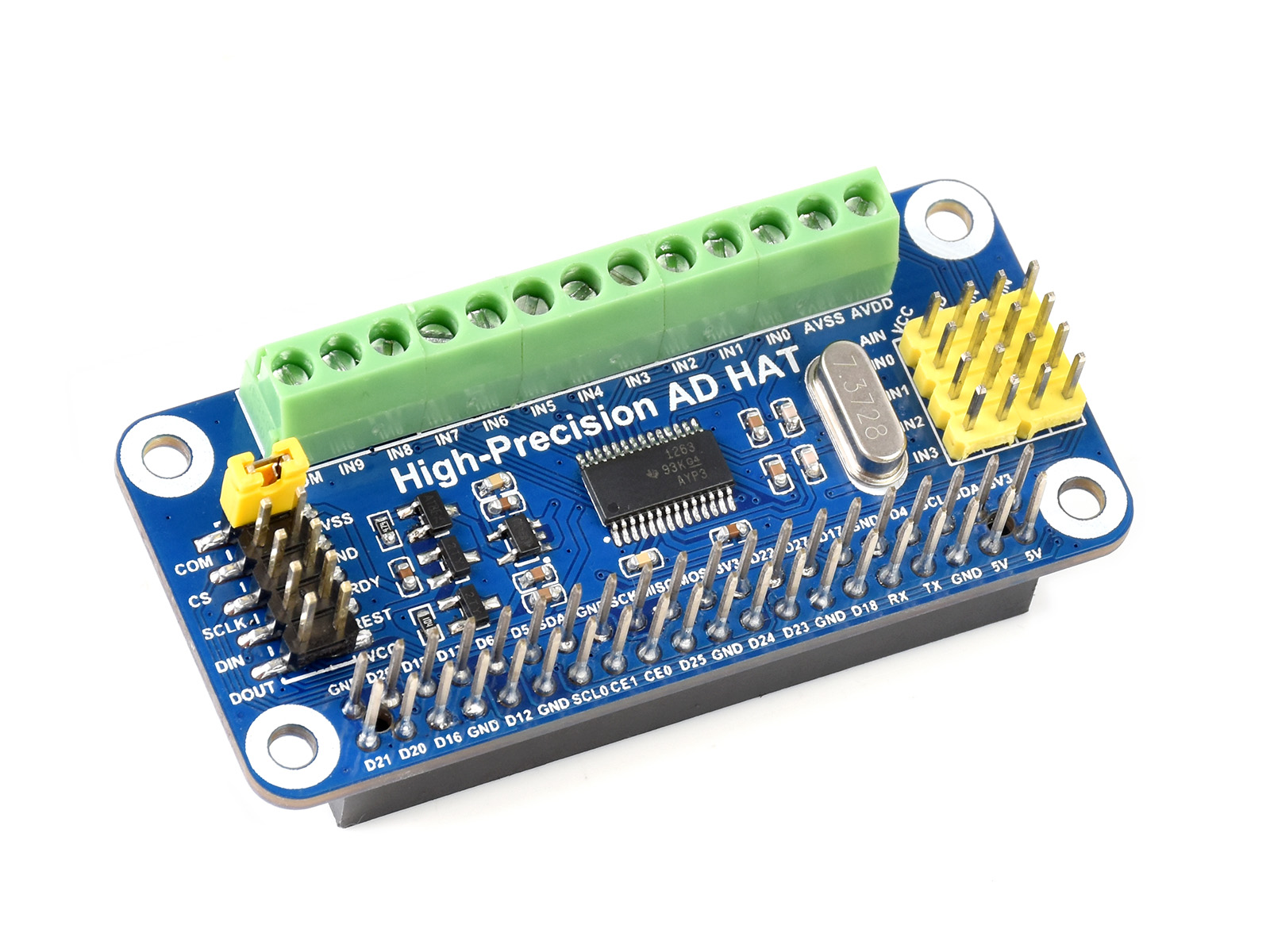 Hochpräzises AD-HAT für Raspberry Pi, ADS1263 10-Kanal 32-Bit ADC