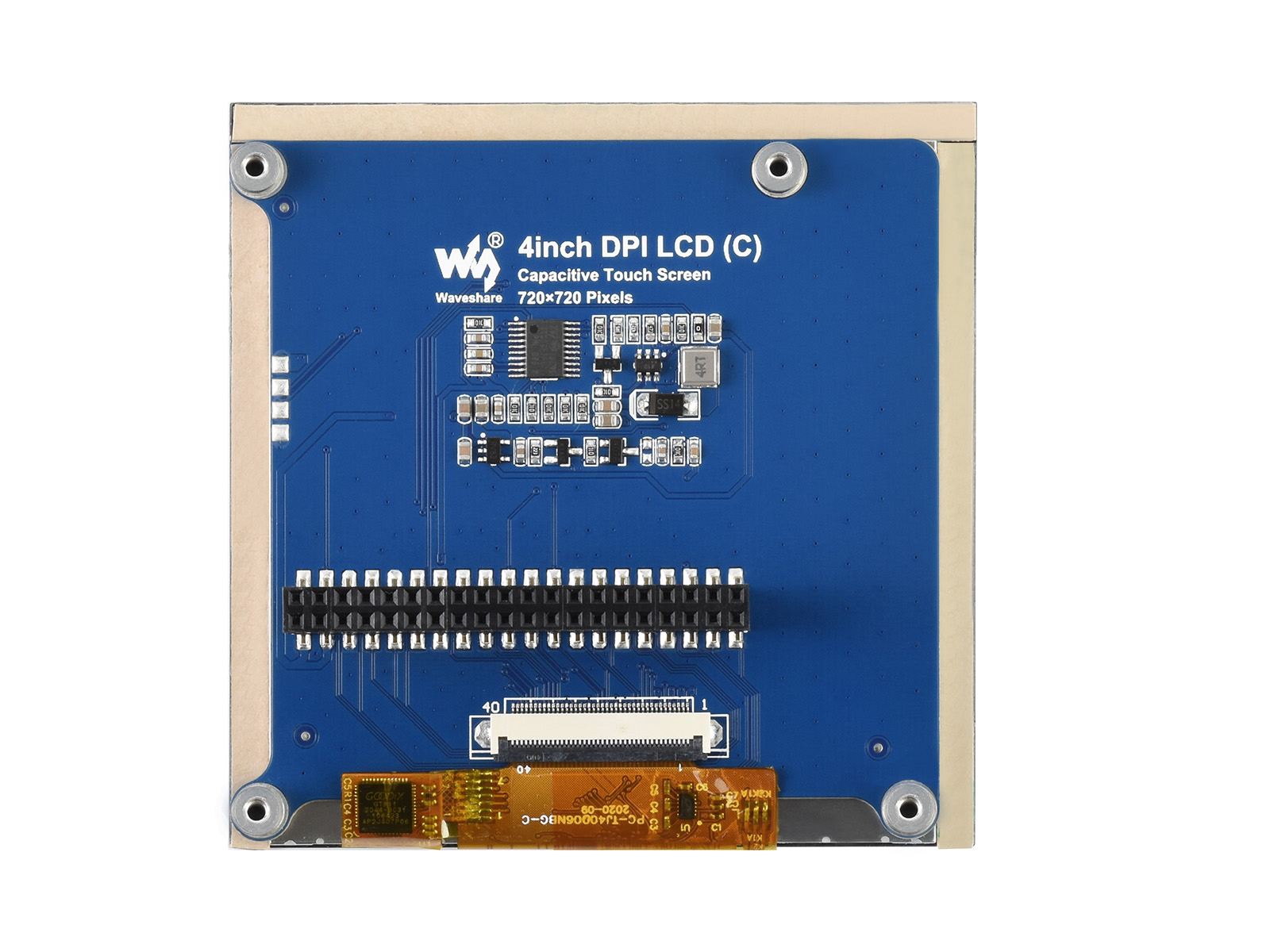 4-Zoll quadratischer kapazitiver Touchscreen-LCD (C) für Raspberry Pi, 720×720, DPI, IPS, gehärtete Glasabdeckung, stromsparend