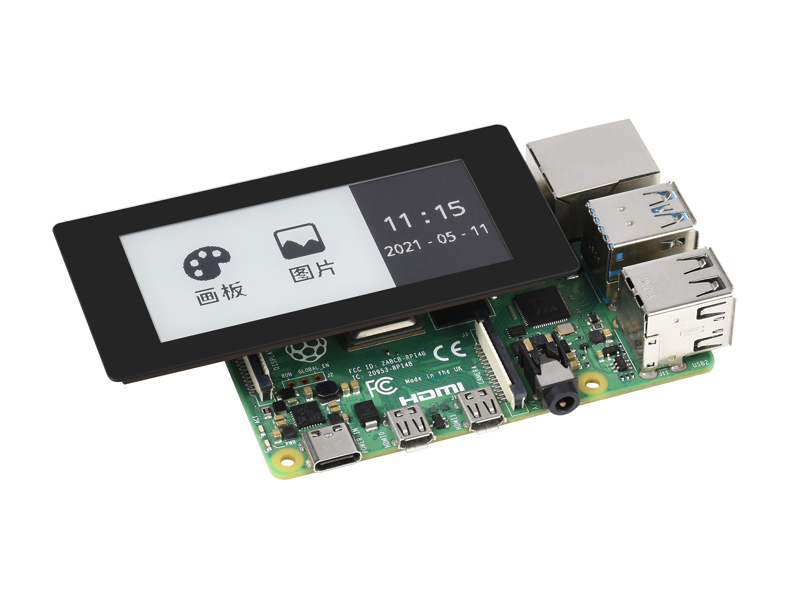 2,9-Zoll-Touch-E-Paper-E-Ink-Display-HAT für Raspberry Pi, 5-Punkt-Kapazitivtouch, 296×128, Schwarz/Weiß, SPI