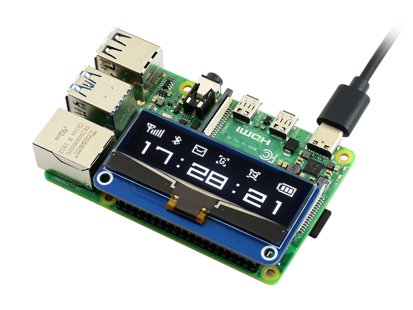 128×32, 2,23 Zoll OLED Display HAT für Raspberry Pi