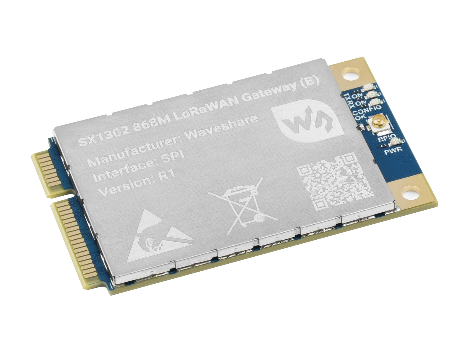 SX130x 868M/915M LoRaWAN Gateway HAT für Raspberry Pi, Standard Mini-PCIe-Sockel, Langstreckenübertragung, GNSS-Modul
