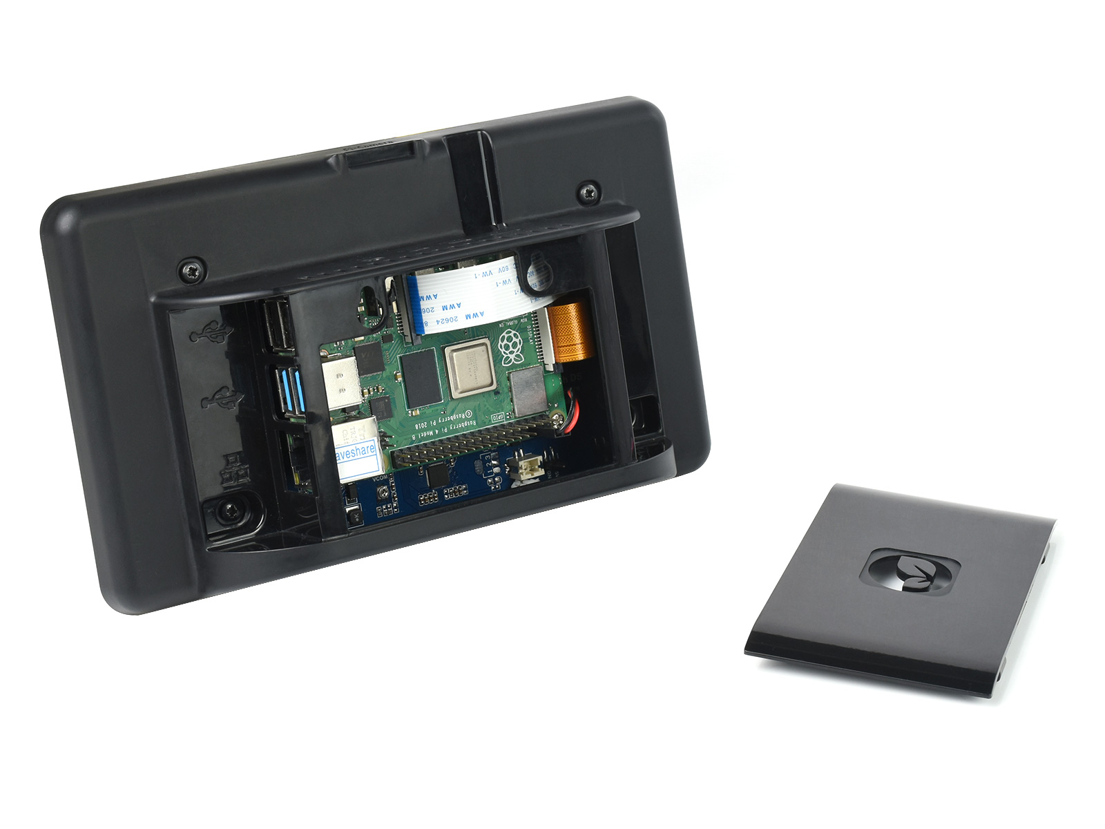 7-Zoll-Kapazitiver Touchscreen für Raspberry Pi, mit Schutzgehäuse und 5-MP-Frontkamera, 800×480, DSI