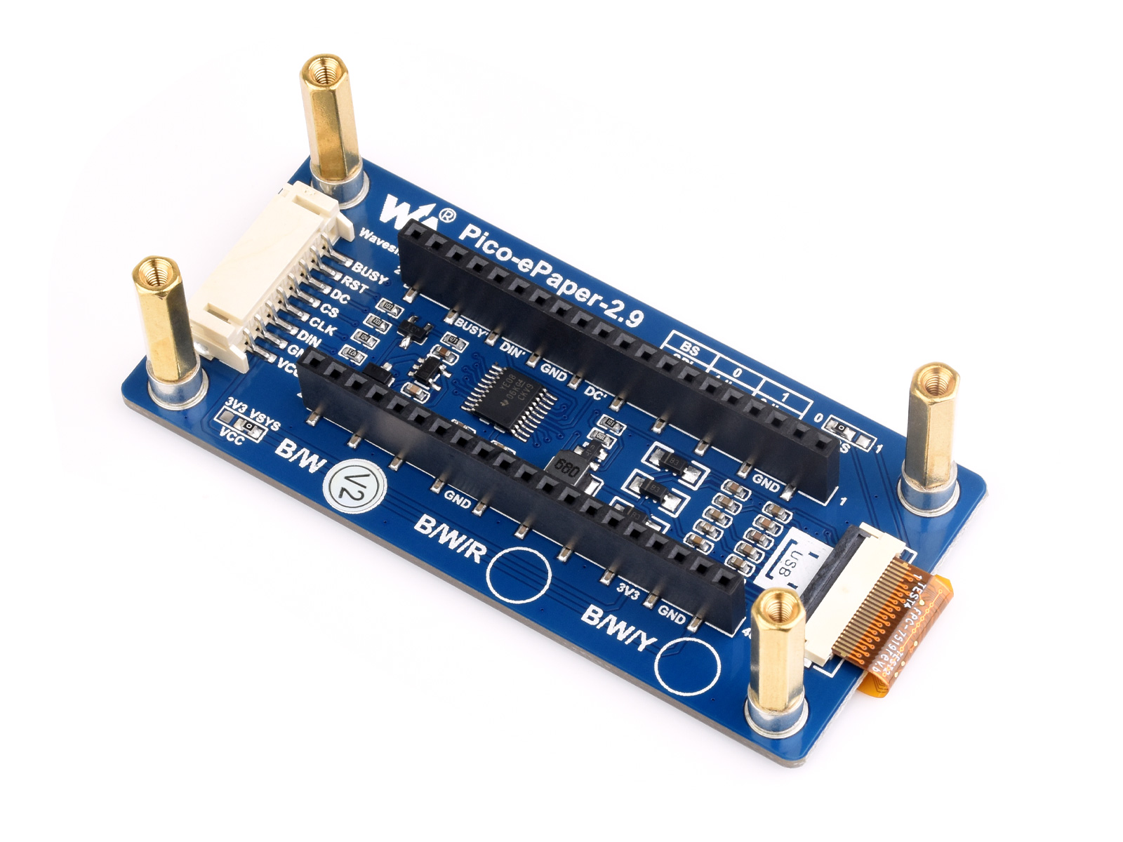 2,9-Zoll E-Paper E-Ink Displaymodul für Raspberry Pi Pico, 296×128, Schwarz/Weiß, SPI