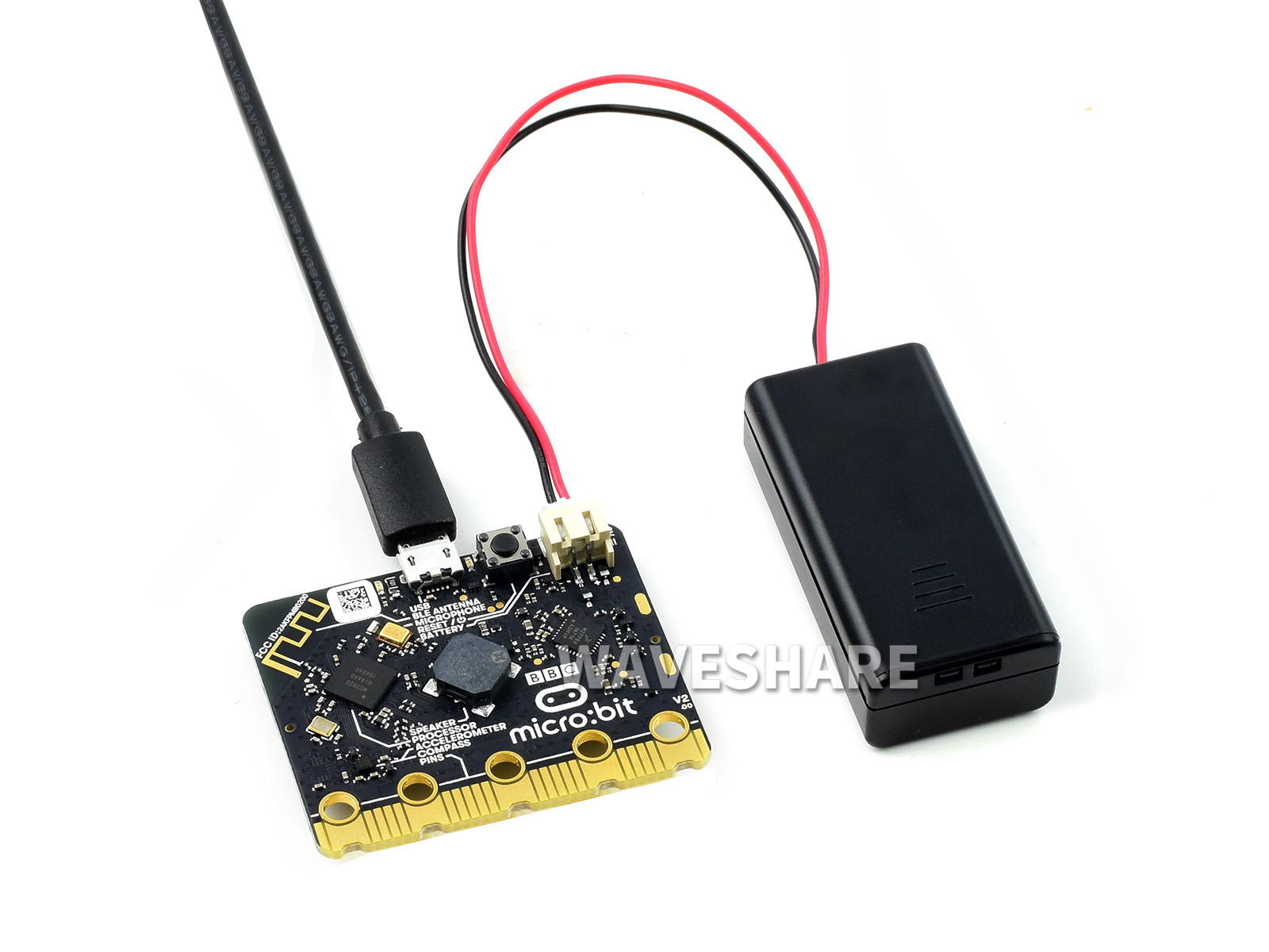 BBC micro:bit V2, verbesserter Prozessor, eingebauter Lautsprecher und Mikrofon, berührungsempfindliches Logo