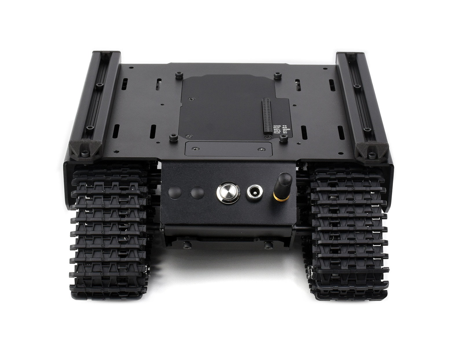 Flexibles und erweiterbares offroadtaugliches Ketten-UGV, Unterstützung mehrerer Hosts, mit externen Schienen und ESP32-Slave-Computer