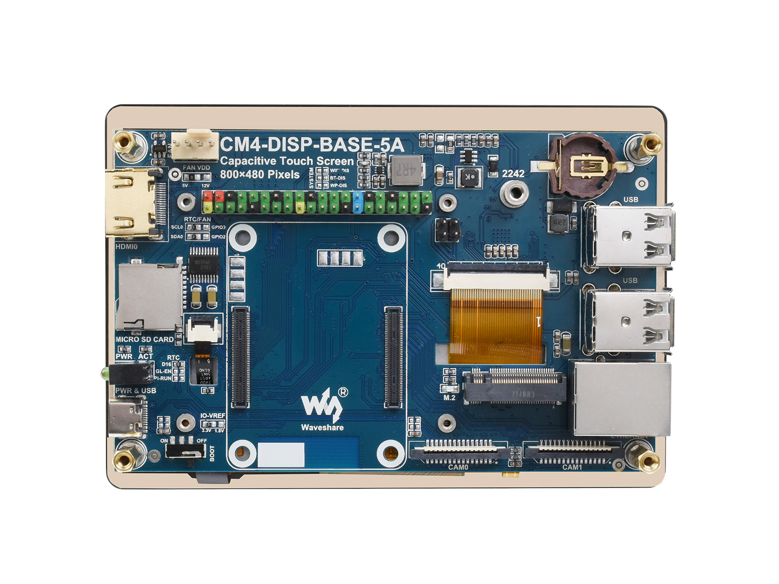 5-Zoll-Touchscreen-Erweiterung für Raspberry Pi CM4, PoE-Header, Gigabit-Ethernet, 4K-Ausgabe