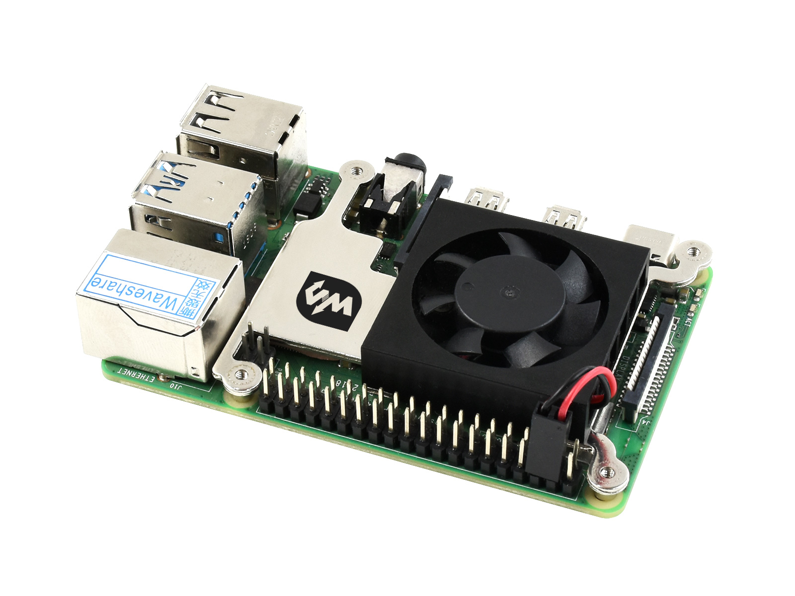 Low-Profile-CPU-Kühlventilator für Raspberry Pi 4B/3B+/3B, mit Aluminiumlegierungs-Halterung