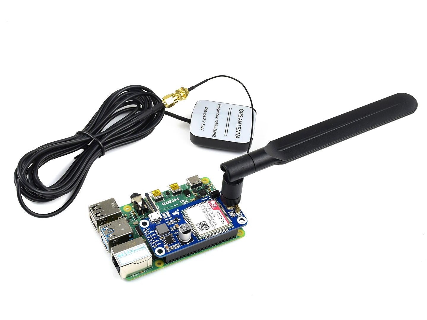 SIM7070G NB-IoT / Cat-M / GPRS / GNSS HAT für Raspberry Pi, globale Bandunterstützung