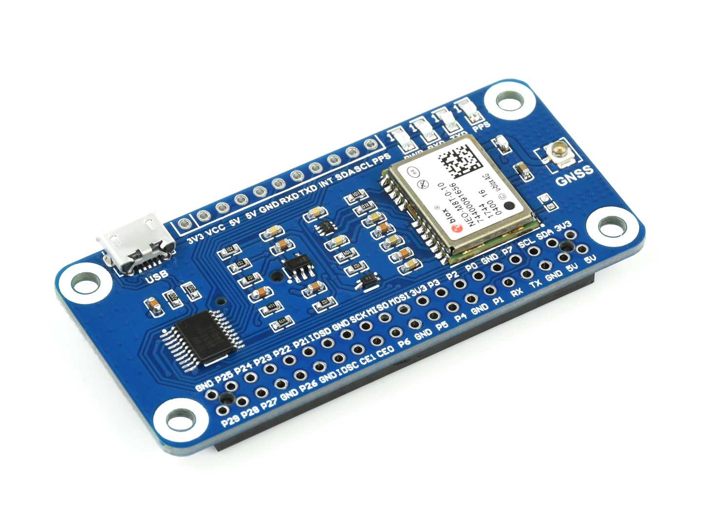 NEO-M8T GNSS-Timing-Hut für Raspberry Pi, Einzel-Satellit-Timing, gleichzeitiger Empfang von GPS, Beidou, Galileo, GLONASS