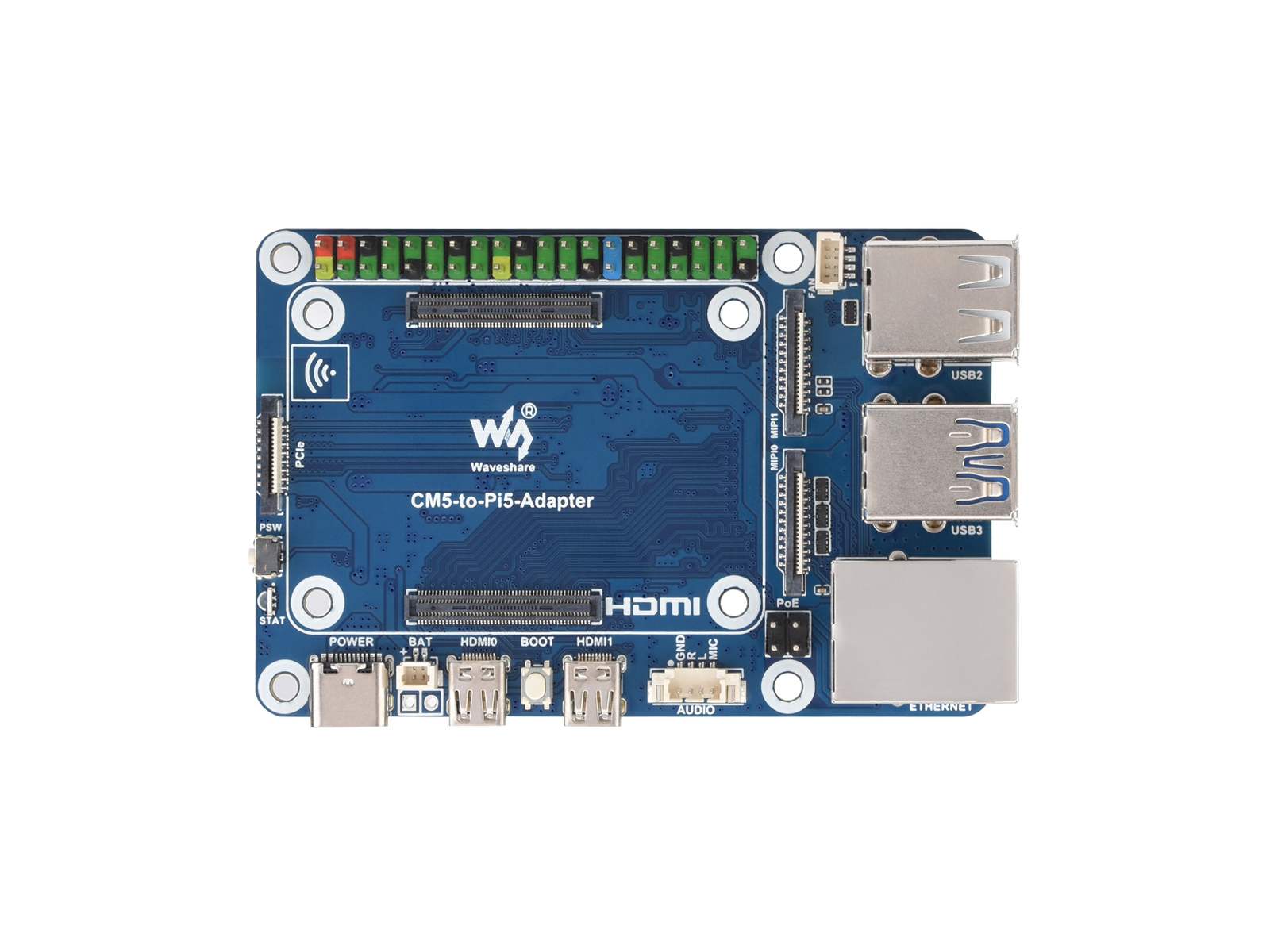 CM5-zu-Pi-5-Adapterplatine für Raspberry Pi 5, Alternative Lösung für Raspberry Pi 5, Onboard-Audio-Header, unterstützt den Anschluss an ein Mikrofon
