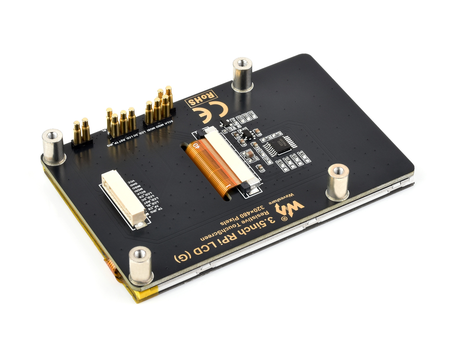 3,5-Zoll-Widerstandstouchdisplay (G) für Raspberry Pi, IPS-Panel, 320×480 Auflösung, Immersion-Gold-Verfahren, 262K Farben