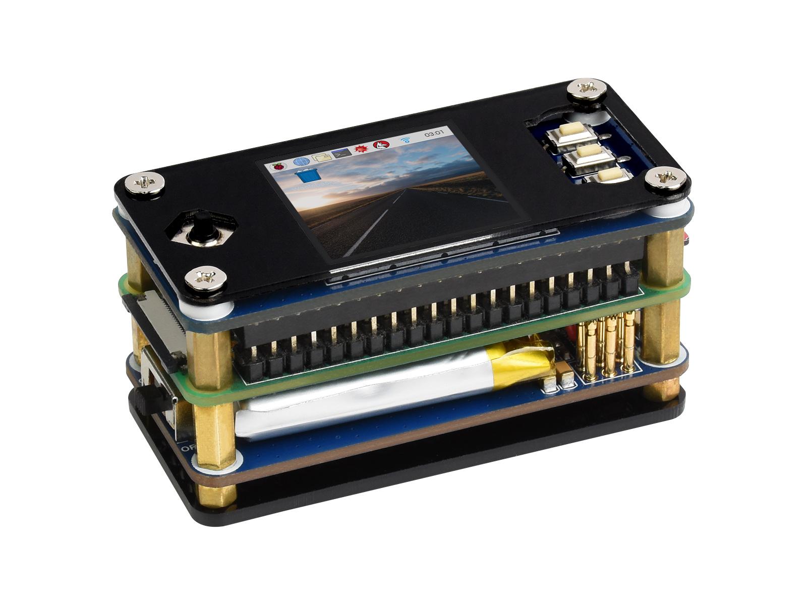 Raspberry Pi Zero WH Paket F, mit UPS-Modul und 1,3-Zoll-LCD-Display