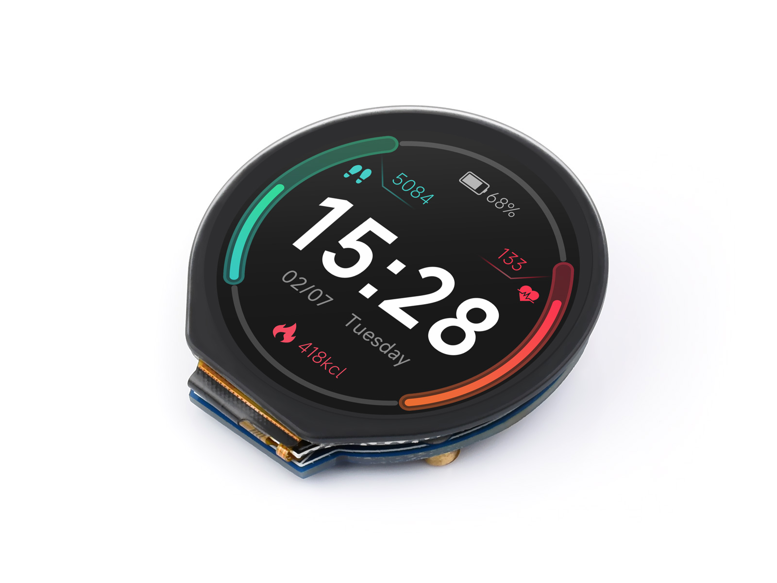 1,28-Zoll runde LCD-Anzeigemodul mit Touchpanel, 240×240 Auflösung, IPS, SPI und I2C-Kommunikation