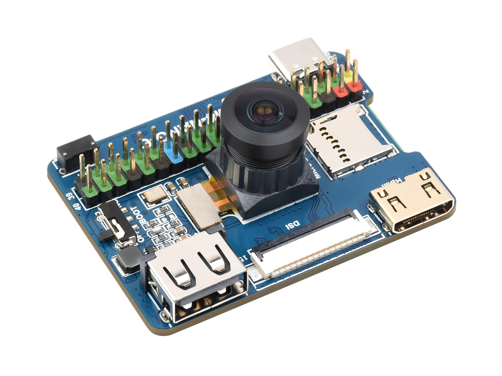 Nano-Basisplatine (C) für Raspberry Pi Compute Module 4, gleiche Größe wie das CM4, mit 8-MP-Kamera an Bord