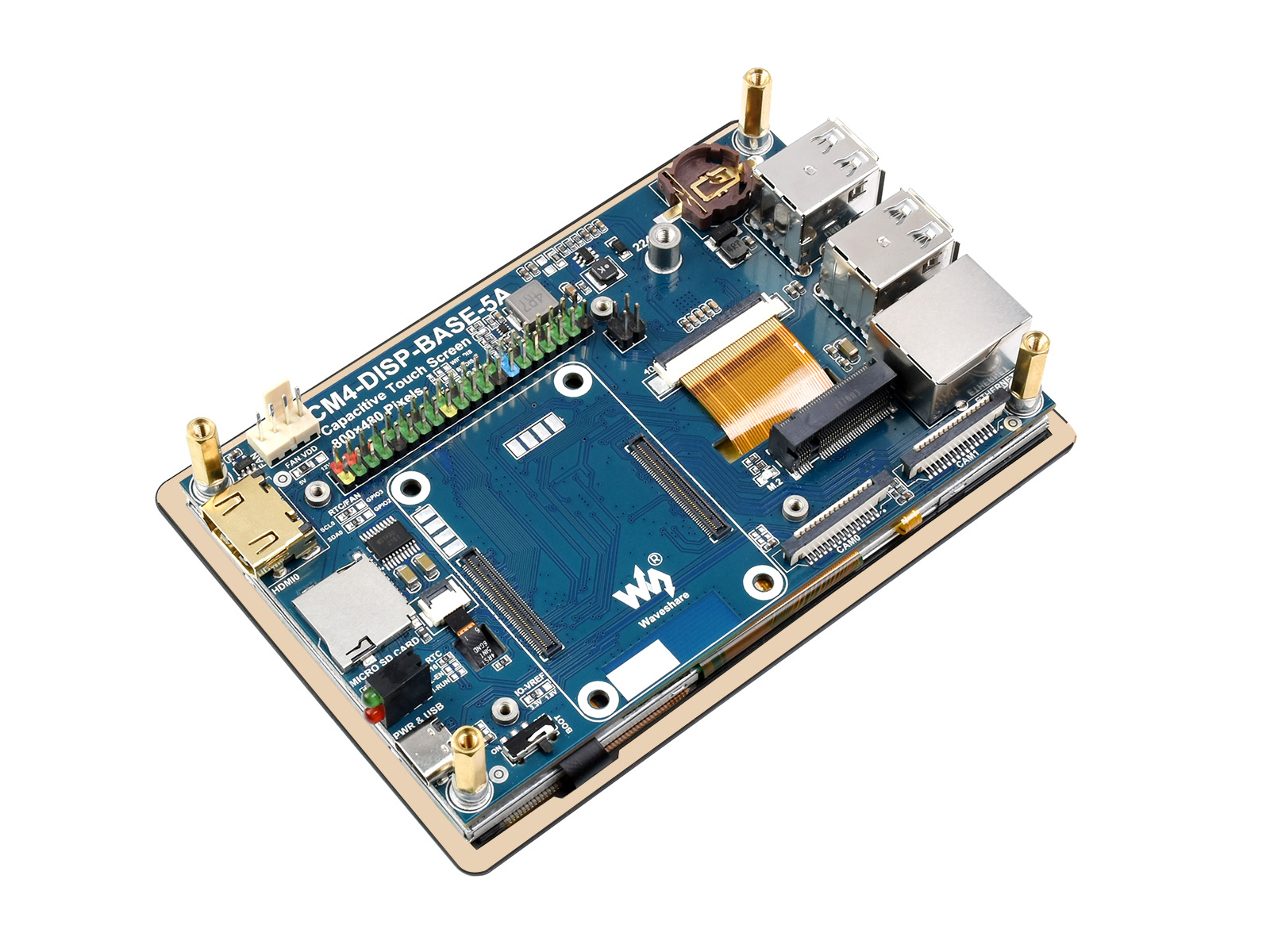 5-Zoll-Touchscreen-Erweiterung für Raspberry Pi CM4, PoE-Header, Gigabit-Ethernet, 4K-Ausgabe