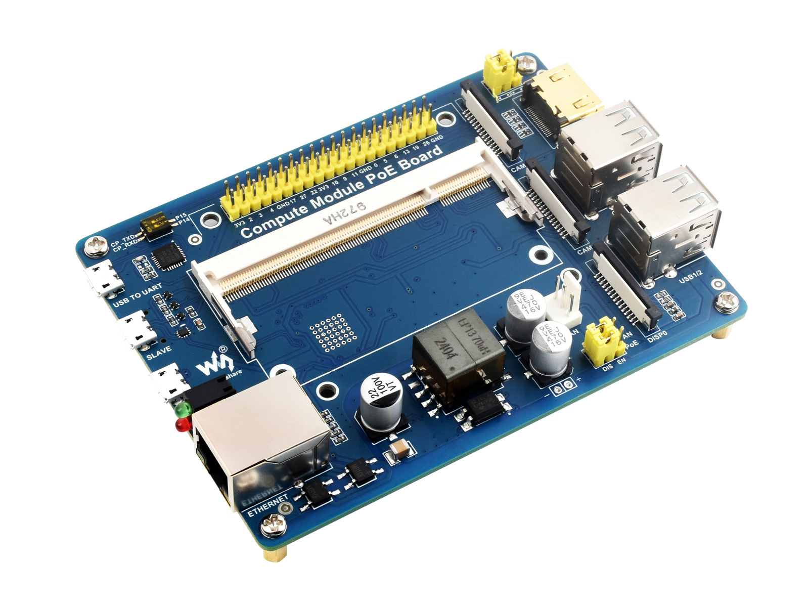 Compute Module IO-Board mit PoE-Funktion, Composite Breakout-Board zur Entwicklung mit Raspberry Pi CM4S / CM3 / CM3L / CM3+ / CM3+L