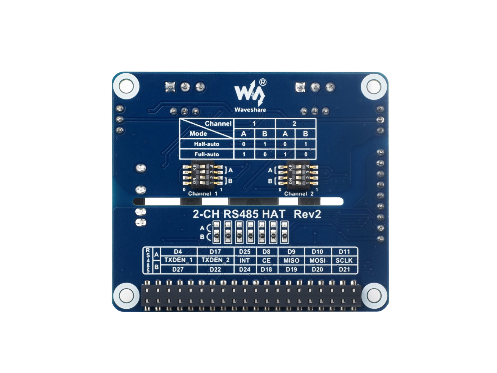 2-Kanal isoliertes RS485-Erweiterungs-HAT für Raspberry Pi