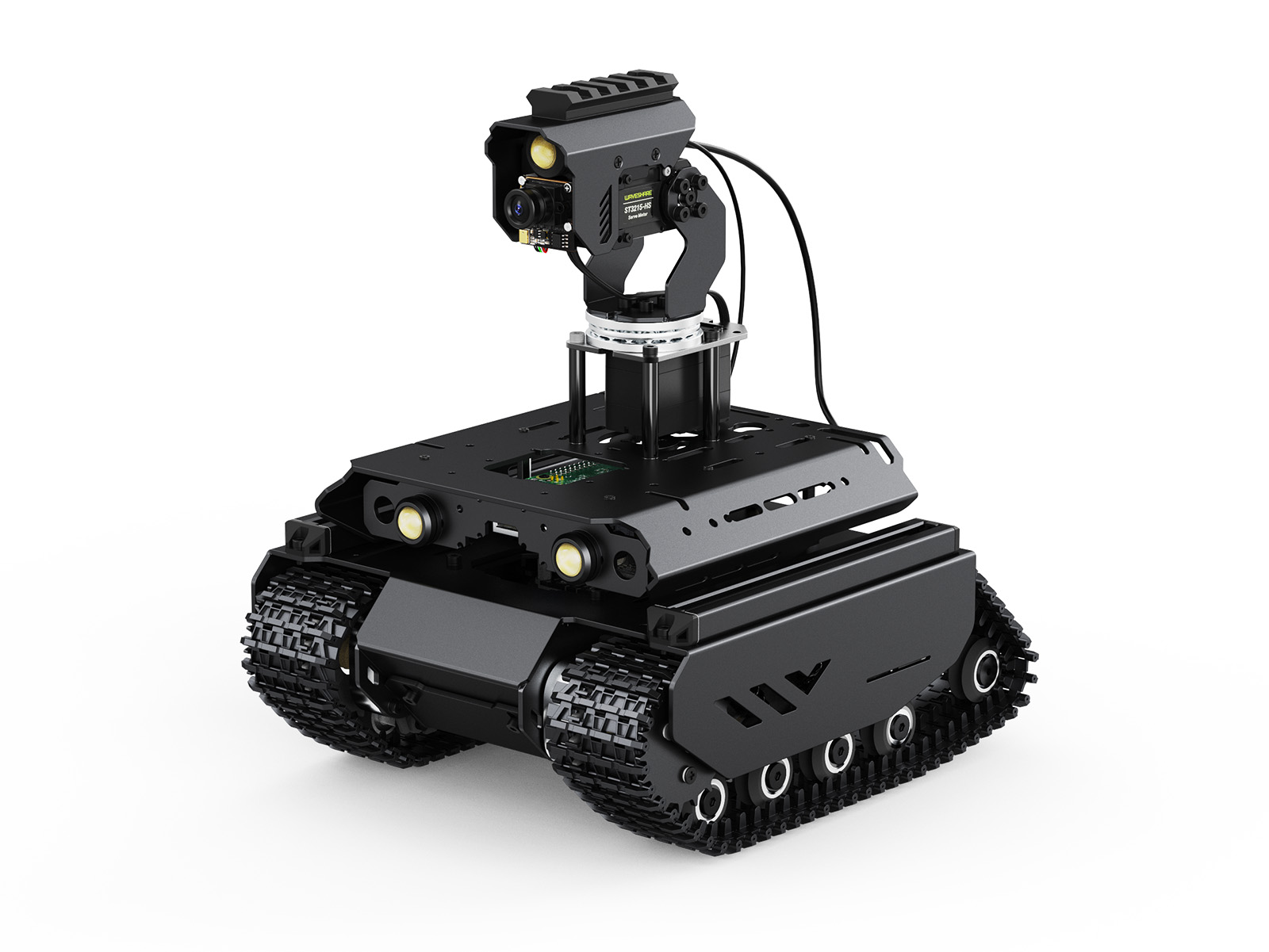 UGV Beast Open-Source-Geländefahrzeug mit Kettenantrieb und KI-Robotik, Dual-Controller, Ganzmetallgehäuse, Computer Vision, geeignet für Raspberry Pi 4B / Raspberry Pi 5