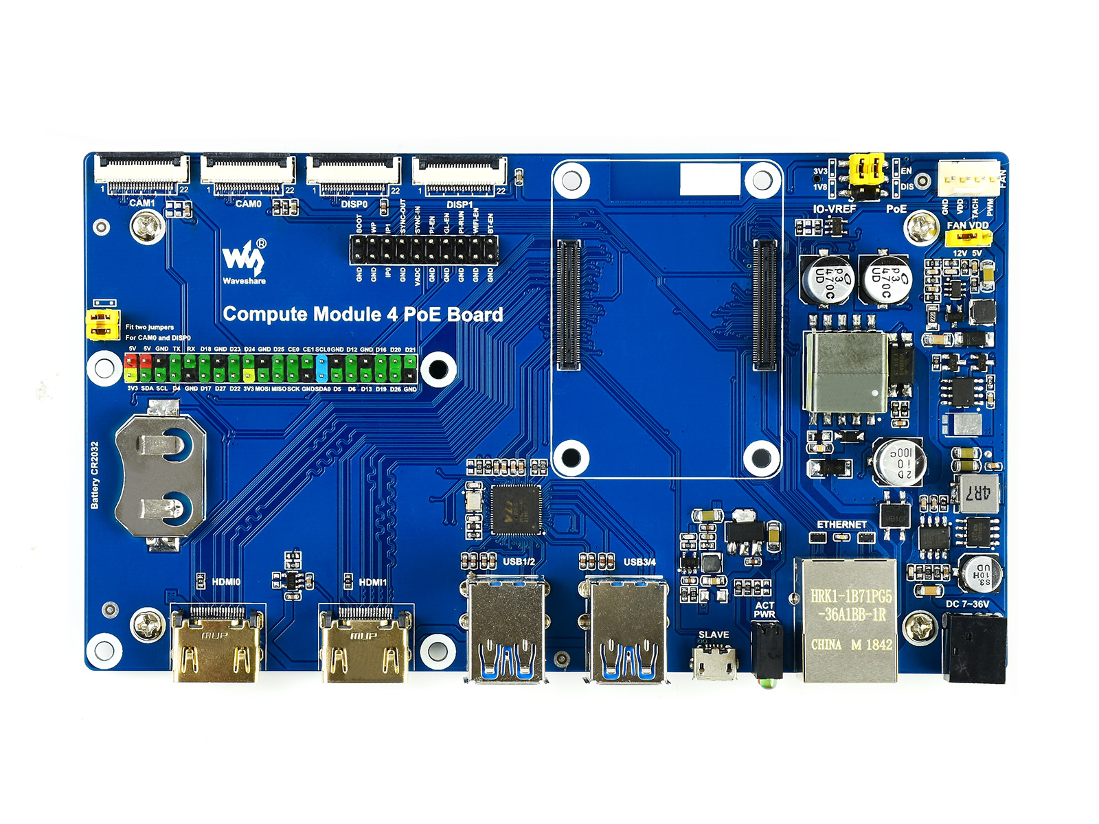 Raspberry Pi Compute Module 4 IO-Board mit PoE-Funktion, für alle Varianten des CM4