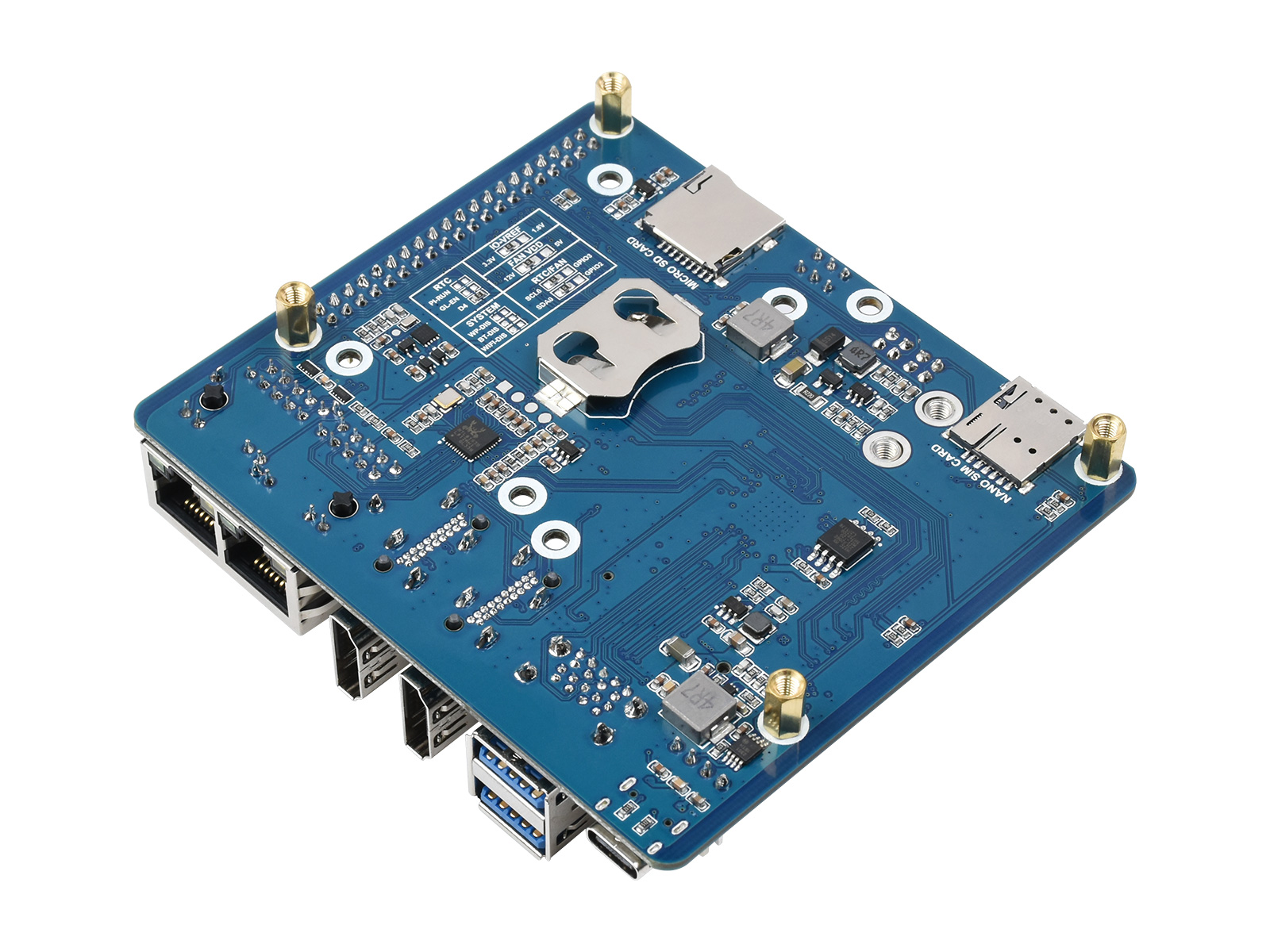 Dual-Gigabit-Ethernet-5G/4G-Basisplatine, entwickelt für Raspberry Pi Compute Module 4