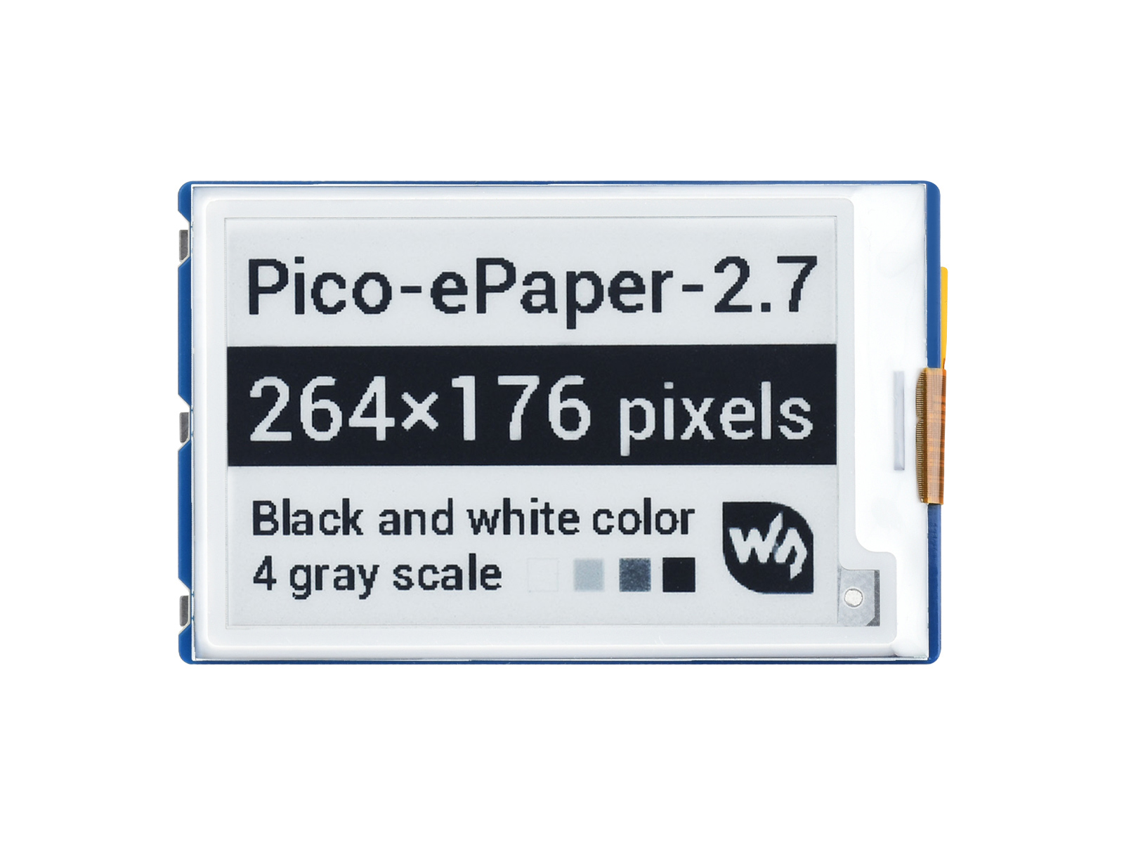 2,7-Zoll E-Paper E-Ink Displaymodul für Raspberry Pi Pico, 264×176, Schwarz/Weiß, 4 Graustufen, SPI