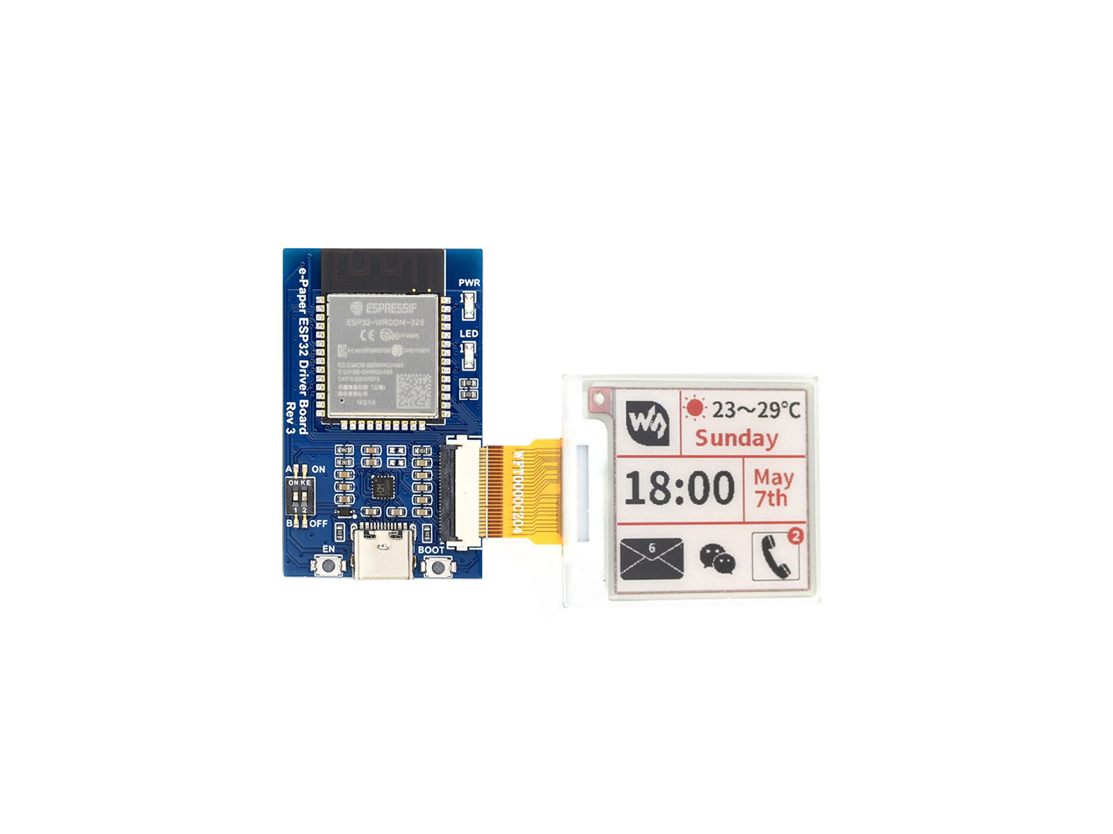 Universelle e-Paper Rohpanel-Treiberplatine, ESP32 WiFi / Bluetooth Wireless