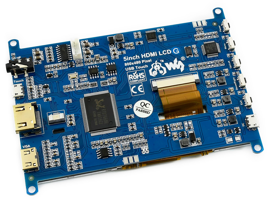 5-Zoll-Widerstandstouchscreen-LCD (G), 800×480, HDMI, Unterstützung verschiedener Systeme