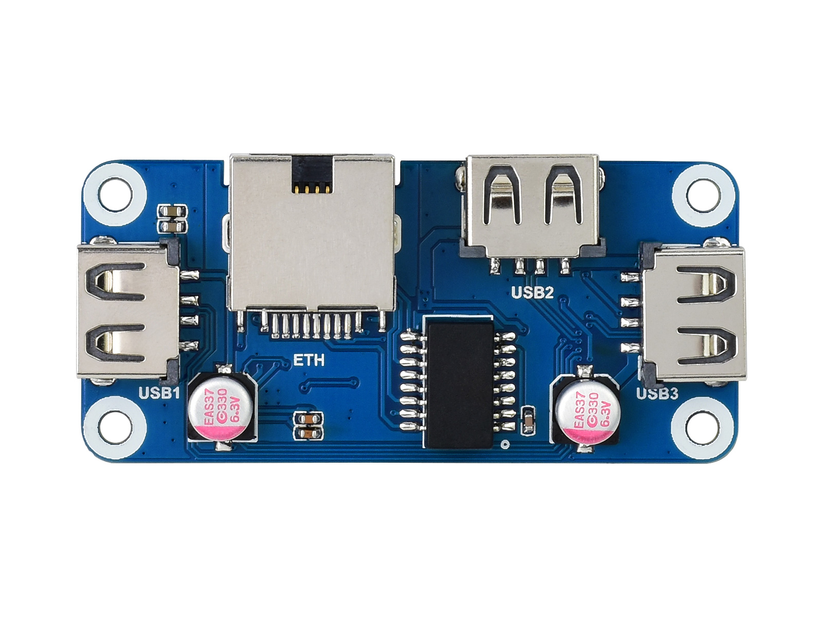 Ethernet / USB-HUB-HAT (B) für Raspberry Pi-Serie, 1x RJ45, 3x USB 2.0