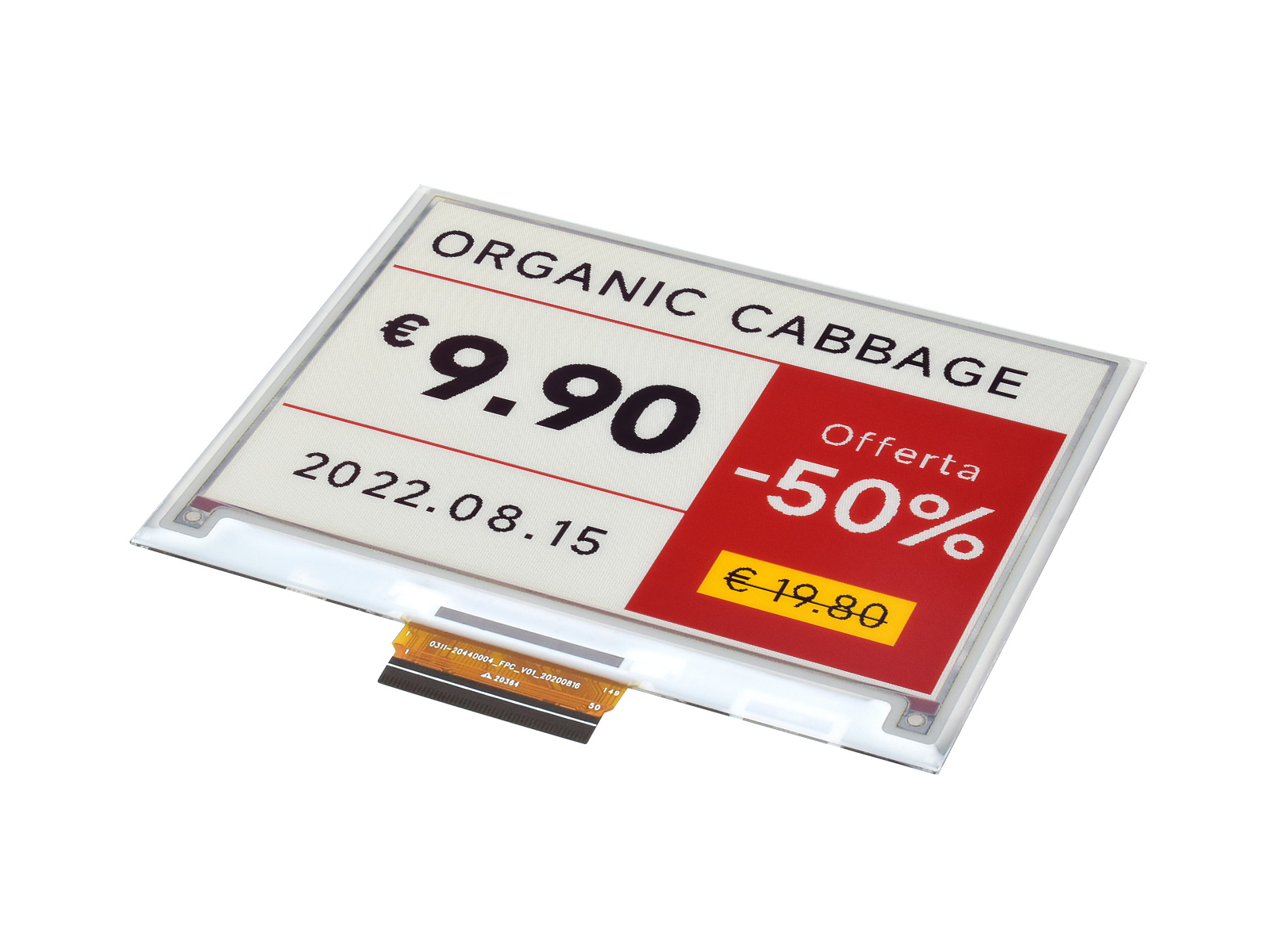 4,37-Zoll E-Paper (G) Rohdisplay, 512 × 368, Rot/Gelb/Schwarz/Weiß
