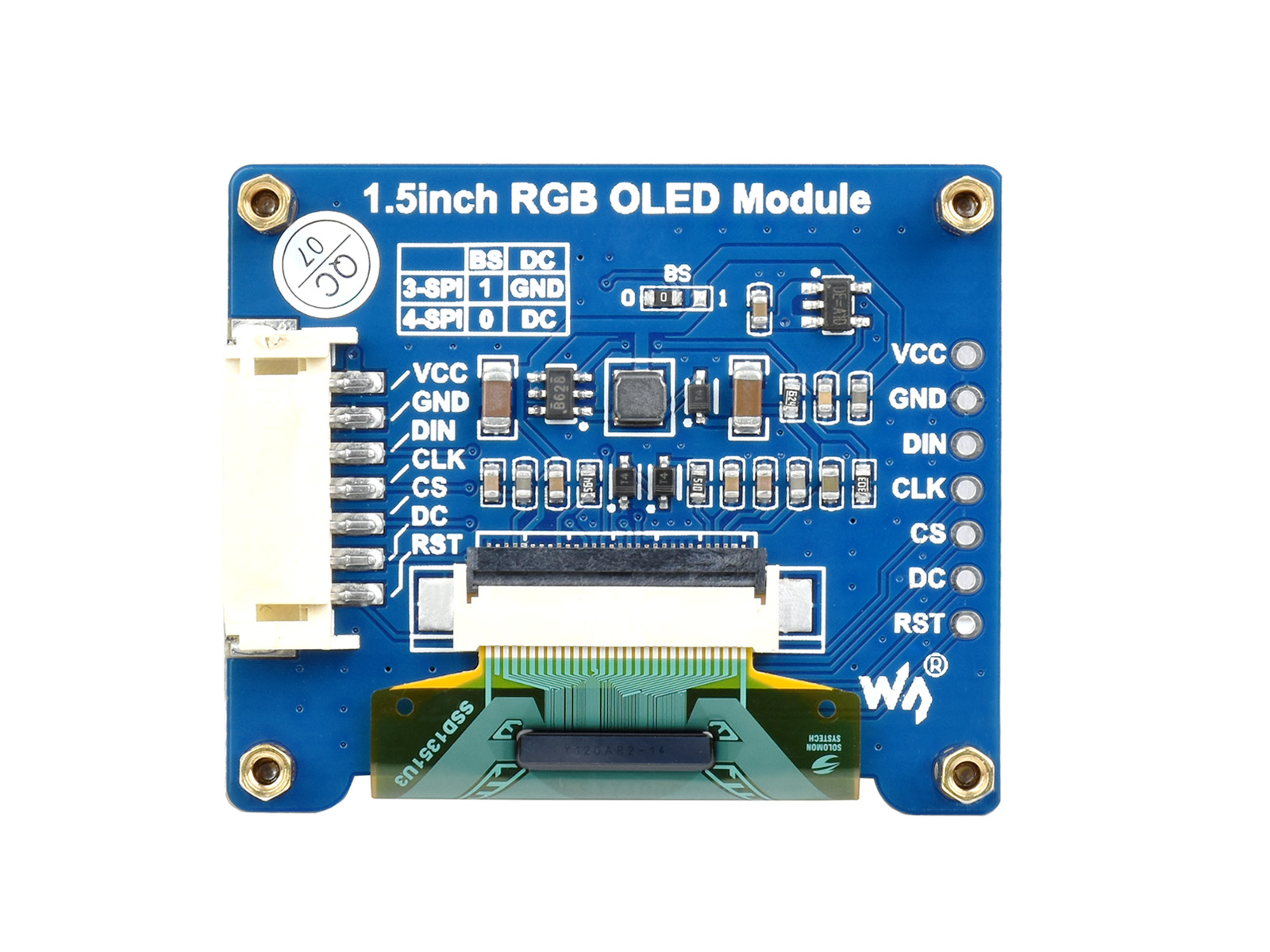1,5-Zoll RGB OLED-Displaymodul, 65K RGB-Farben, 128×128, SPI