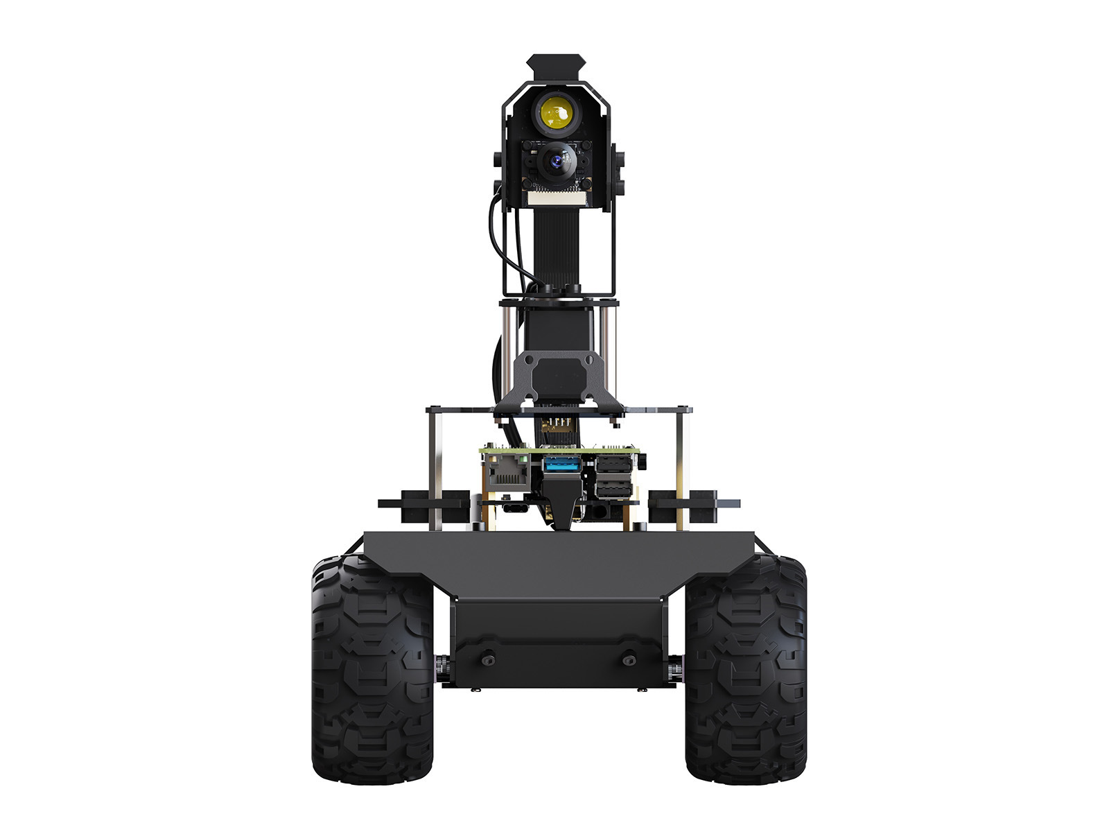 RaspRover Open-Source-4WD-AI-Roboter, Dual-Controller, Ganzmetallgehäuse, Computer Vision, geeignet für Raspberry Pi 4B / Raspberry Pi 5