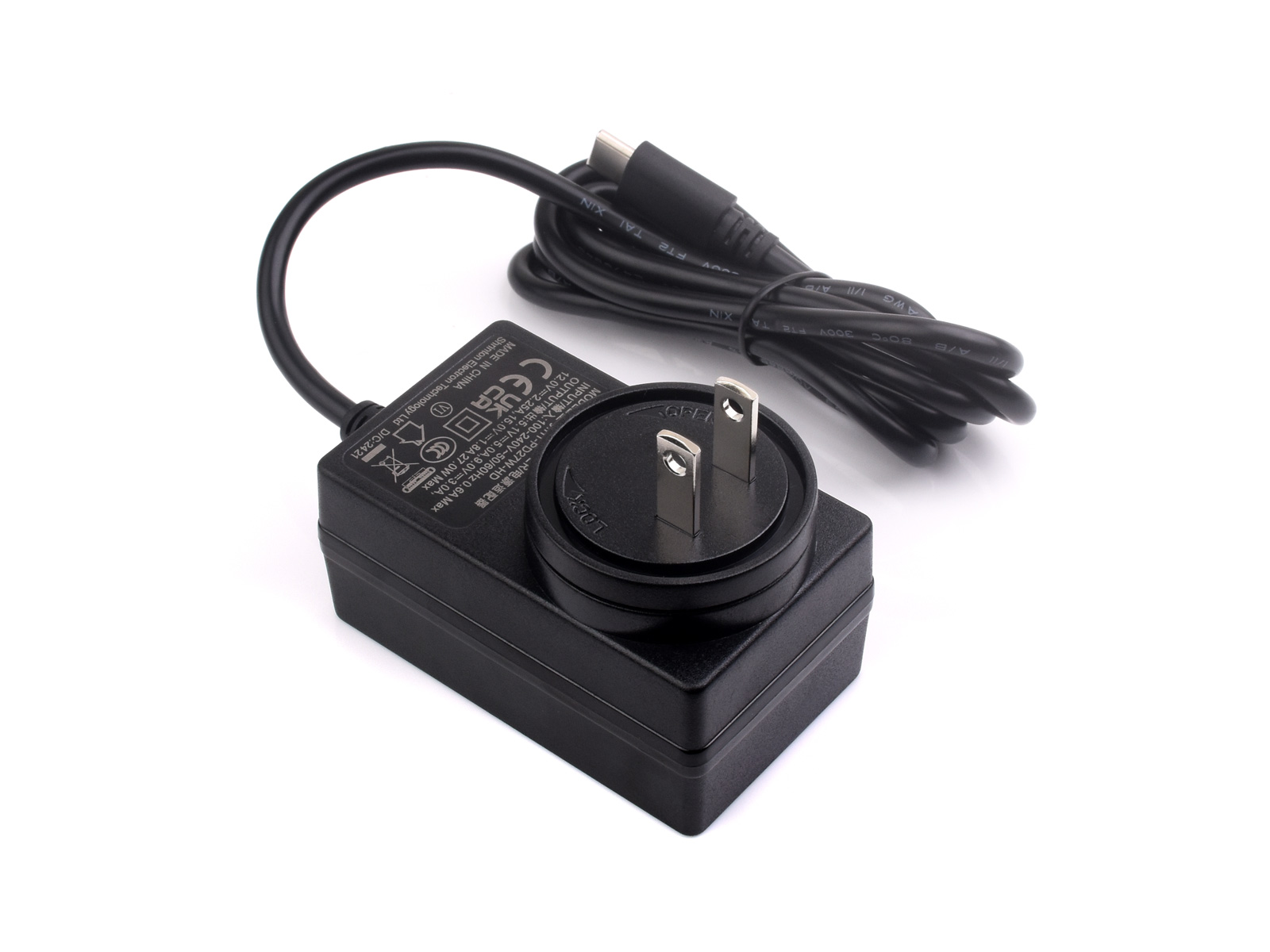 27W USB Type-C Netzteil Typ B, PD-Netzteil, Optionen für US-/EU-/UK-Stecker, 1,2 m Kabellänge, Raspberry Pi 5 Netzteil