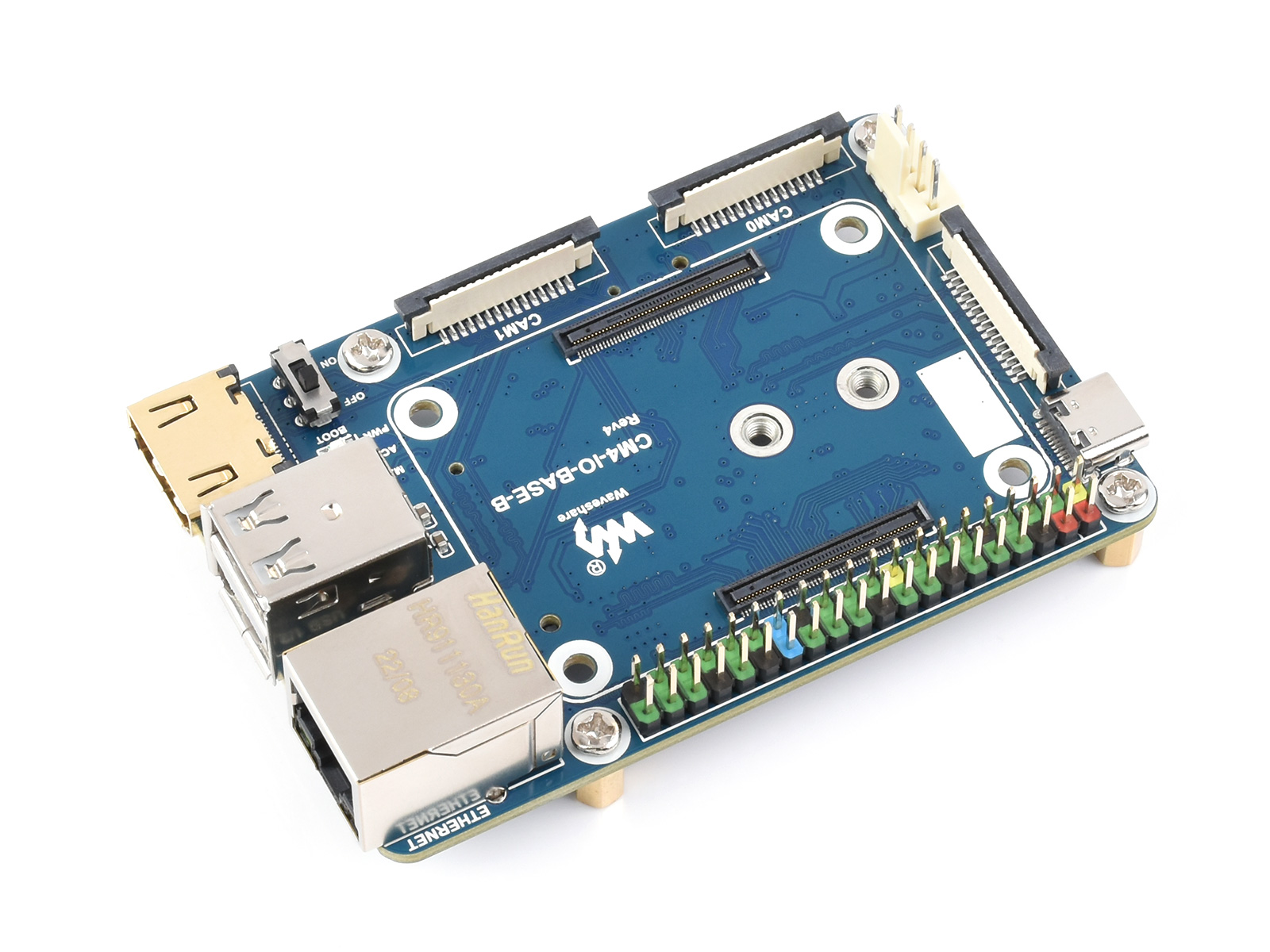 CM4-IO-BASE-BOX-B + USB-HDMI-Adapter, für Raspberry Pi Compute Module 4