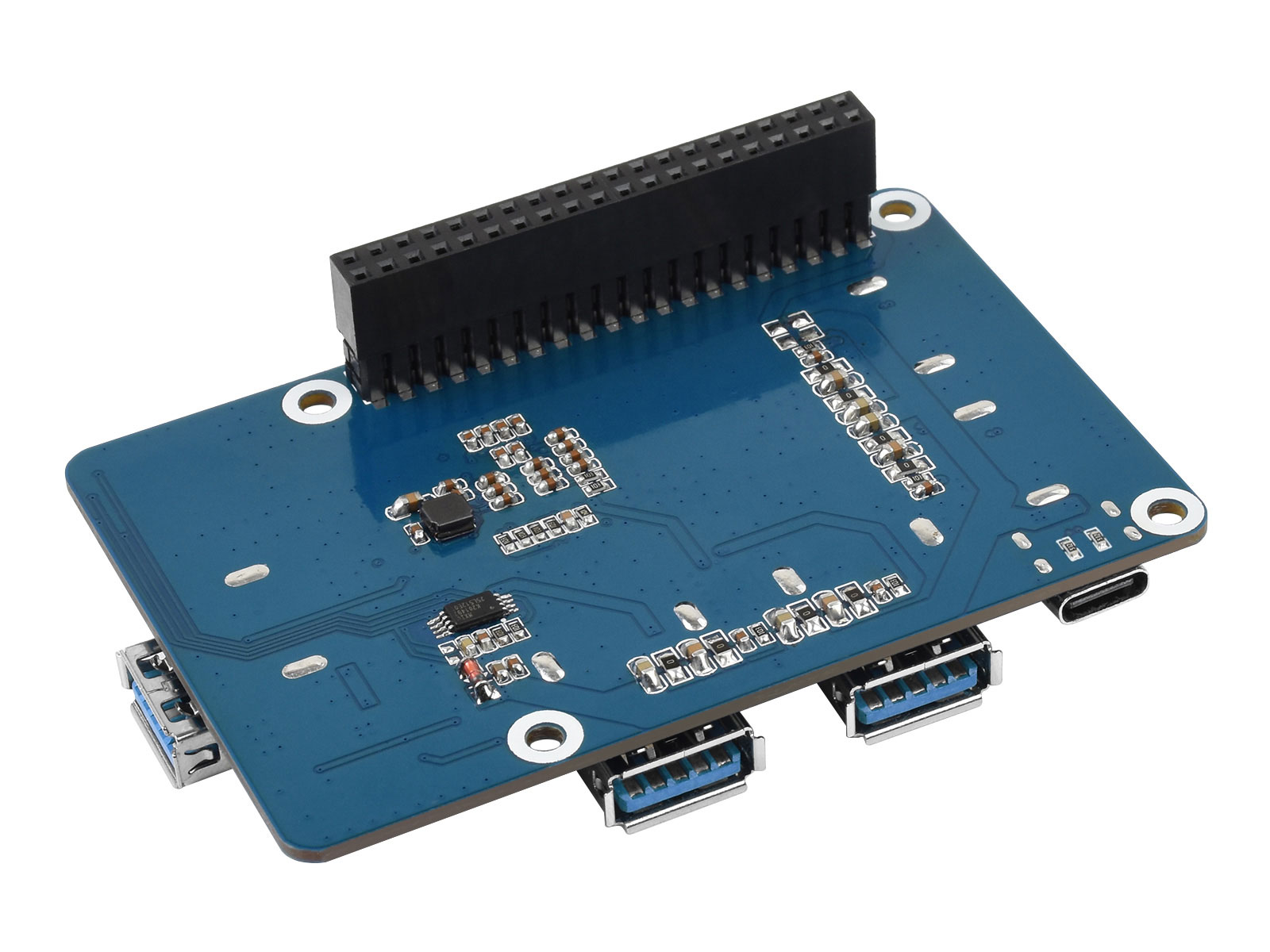 USB 3.2 Gen1 HUB HAT für Raspberry Pi, 4x USB 3.2 Gen1 Anschlüsse, treiberfrei