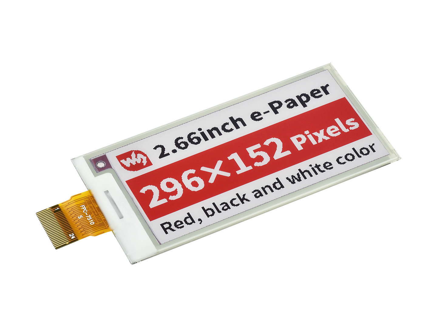 2,66-Zoll E-Paper (B) E-Ink Rohdisplay, 296×152, Rot/Schwarz/Weiß, SPI, ohne Leiterplatte