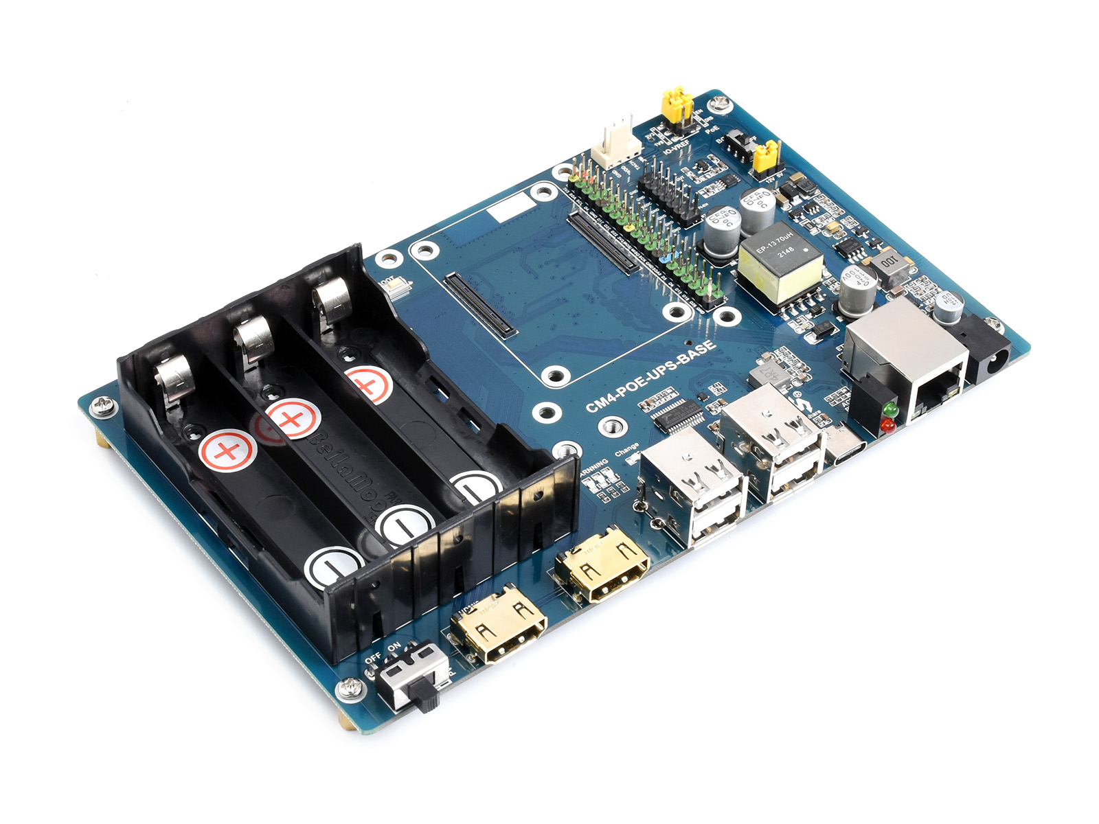 PoE-UPS-Hauptplatine/Mini-Computer, entwickelt für Raspberry Pi Compute Module 4, Gigabit-Ethernet, Dual-HDMI, Quad-USB 2.0