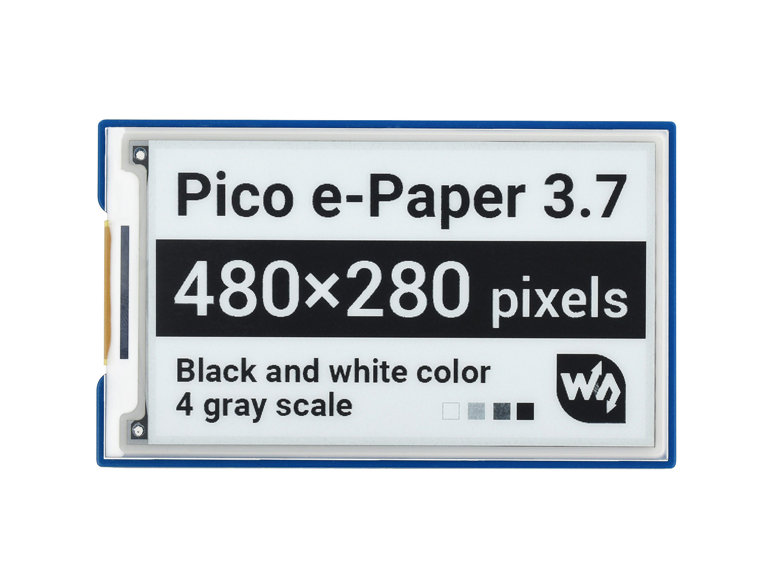 3,7-Zoll E-Paper E-Ink-Displaymodul für Raspberry Pi Pico, 480×280, Schwarz/Weiß, 4 Graustufen, SPI