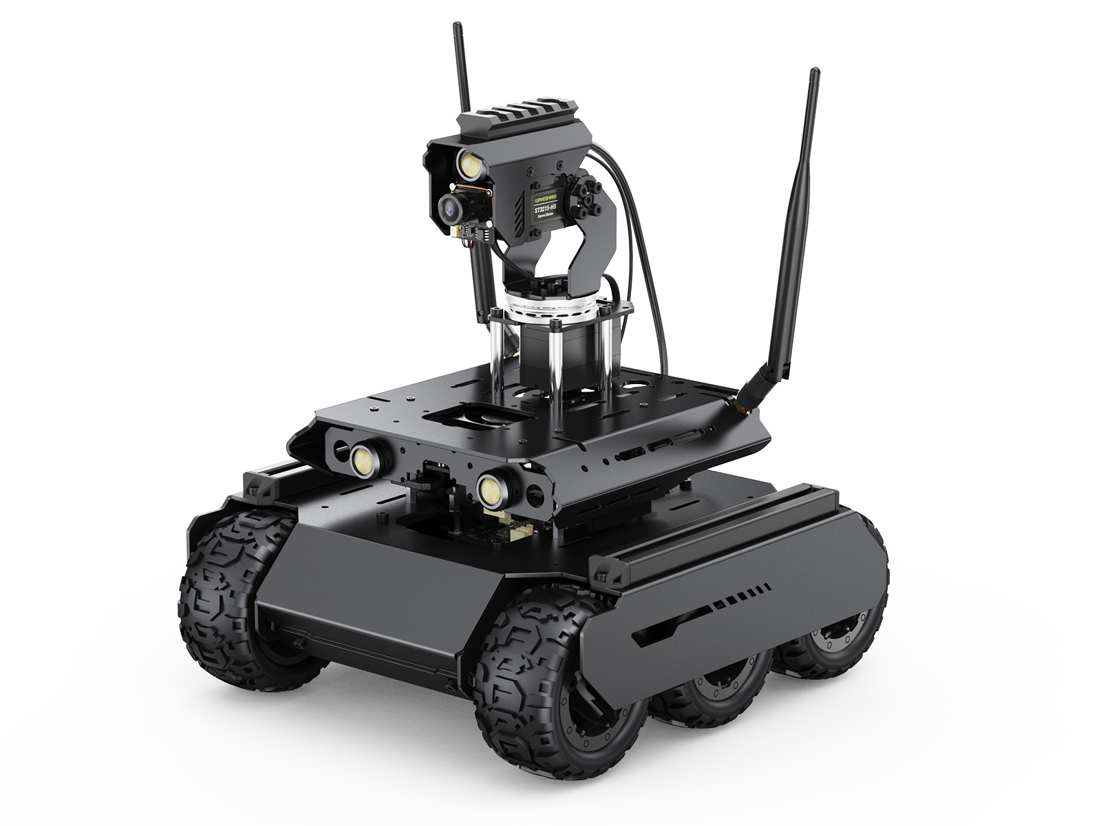 UGV-Rover Open-Source 6 Räder 4WD AI-Roboter für Jetson Orin Serie Board, Dual-Controller, 360° flexible omnidirektionale Pan-Tilt, optional für Jetson Orin Nano 4GB Kit