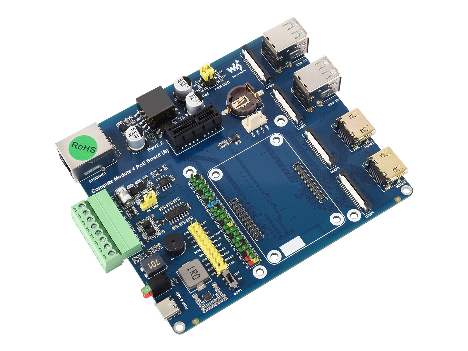 Raspberry Pi Compute Module 4 IO-Board mit PoE-Funktion (Typ B), für alle Varianten von CM4