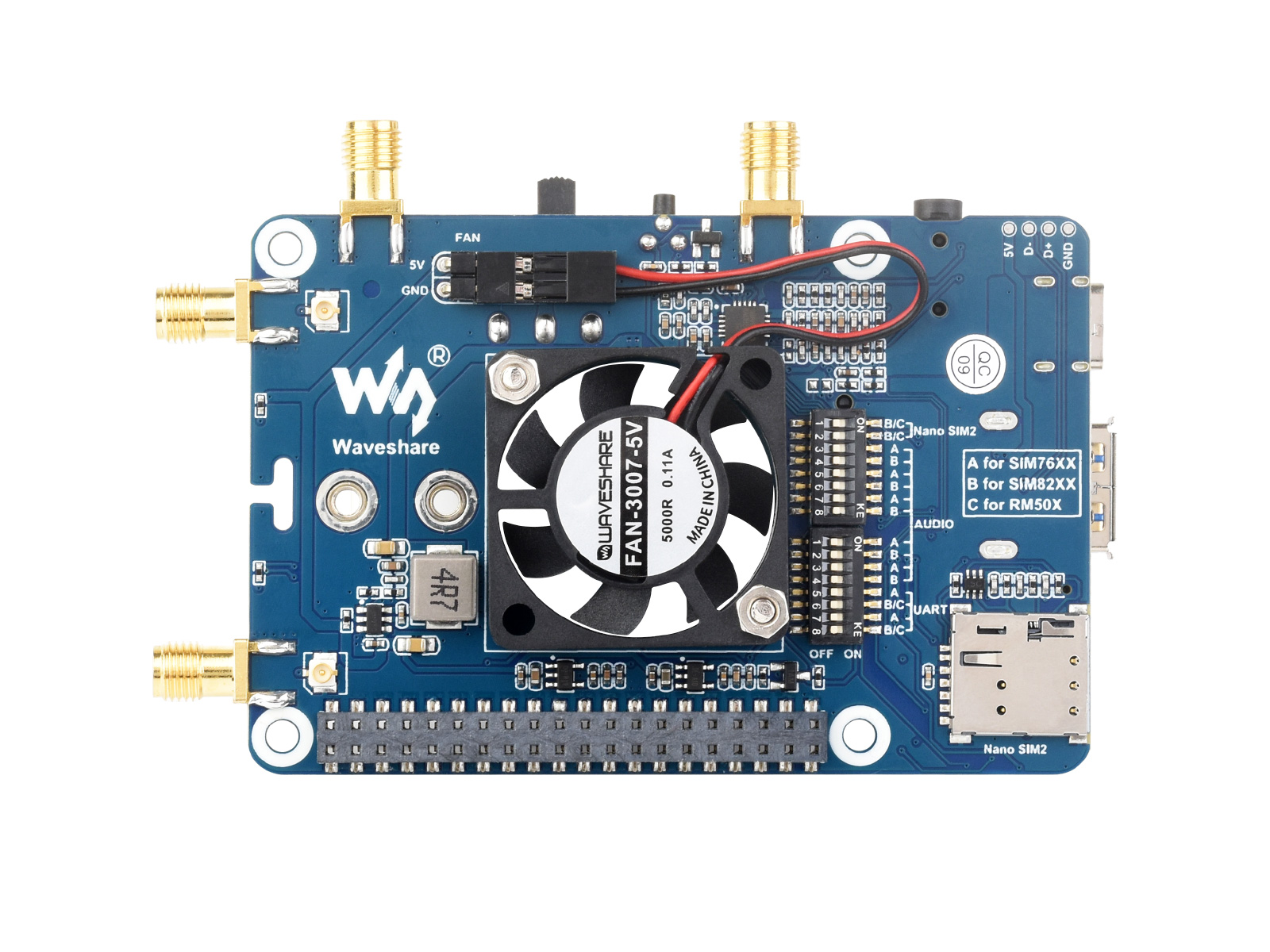SIM7600G-H M.2 4G HAT für Raspberry Pi, LTE CAT4 Hochgeschwindigkeit, 4G/3G/2G, GNSS, Globalband